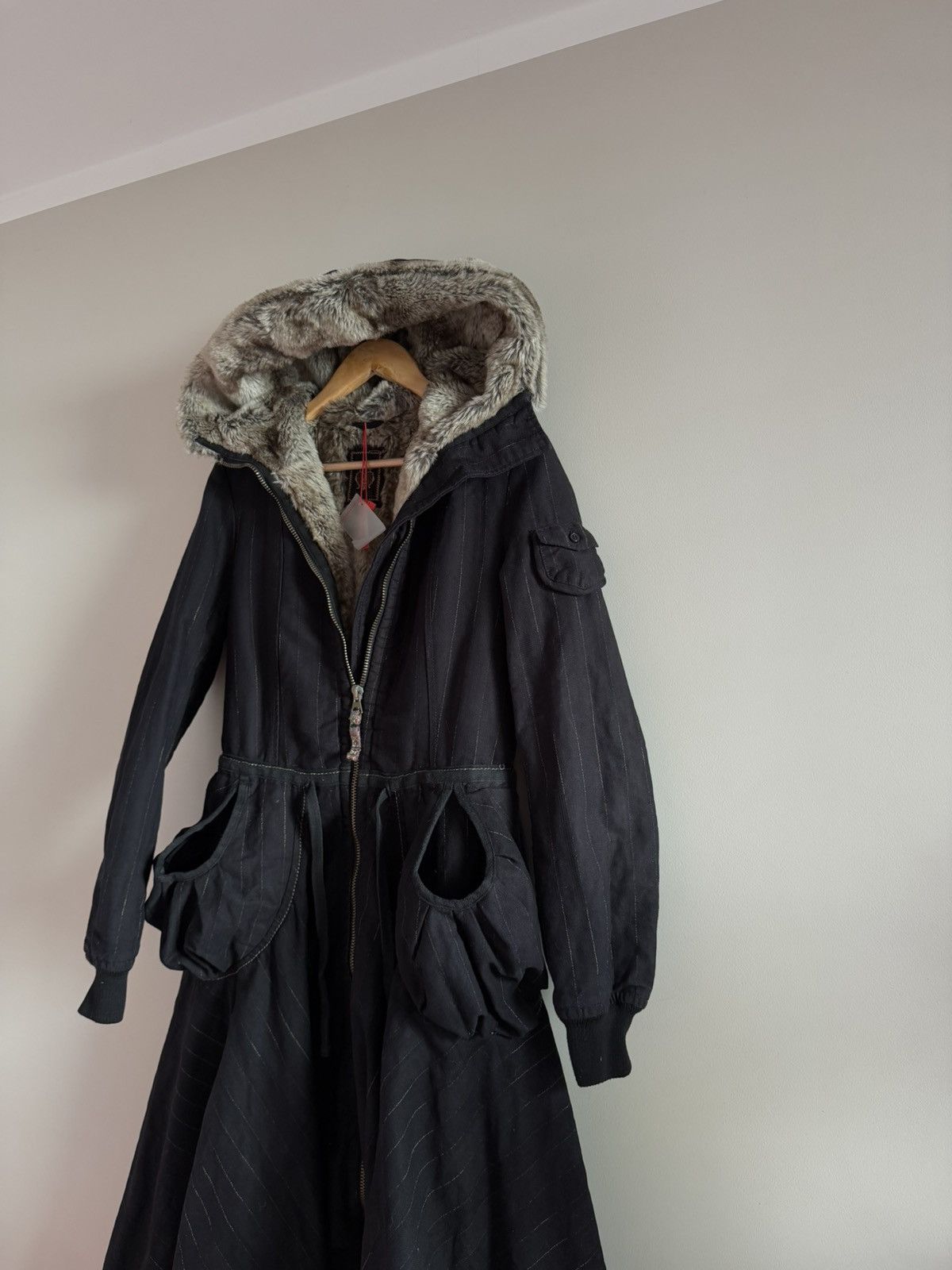 Marithe + Francois Girbaud Marithé François Girbaud Hooded Fur Lined Coat Size L / US 10 / IT 46 - 3 Thumbnail
