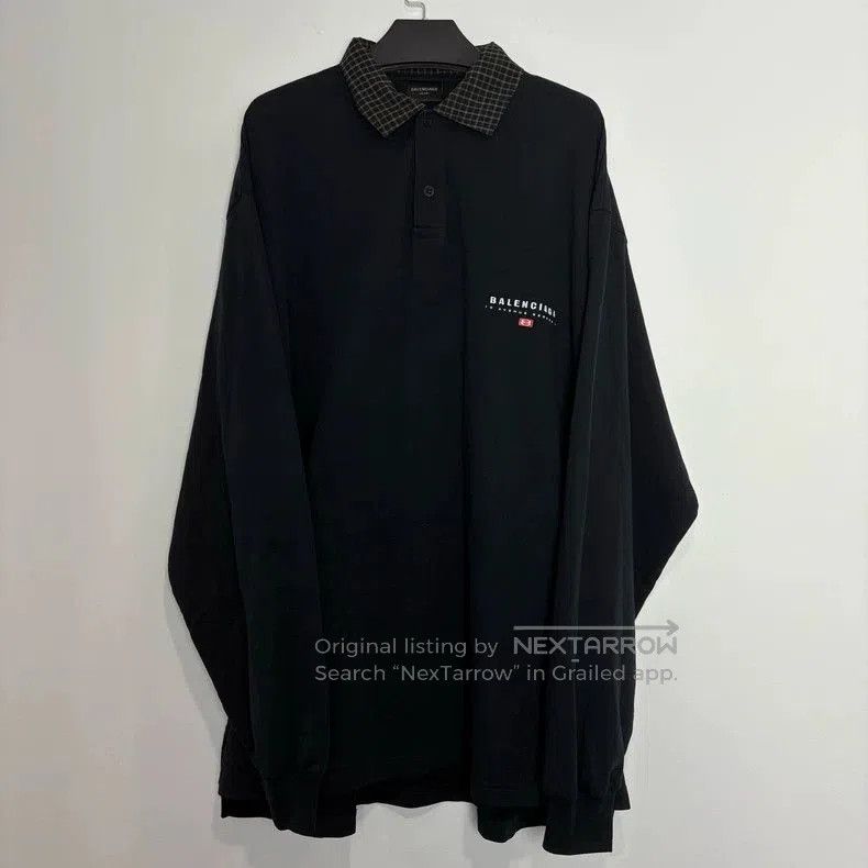 Balenciaga Balenciaga Black Plaid Collar Polo Longsleeve. Size US L / EU 52-54 / 3 - 1 Thumbnail