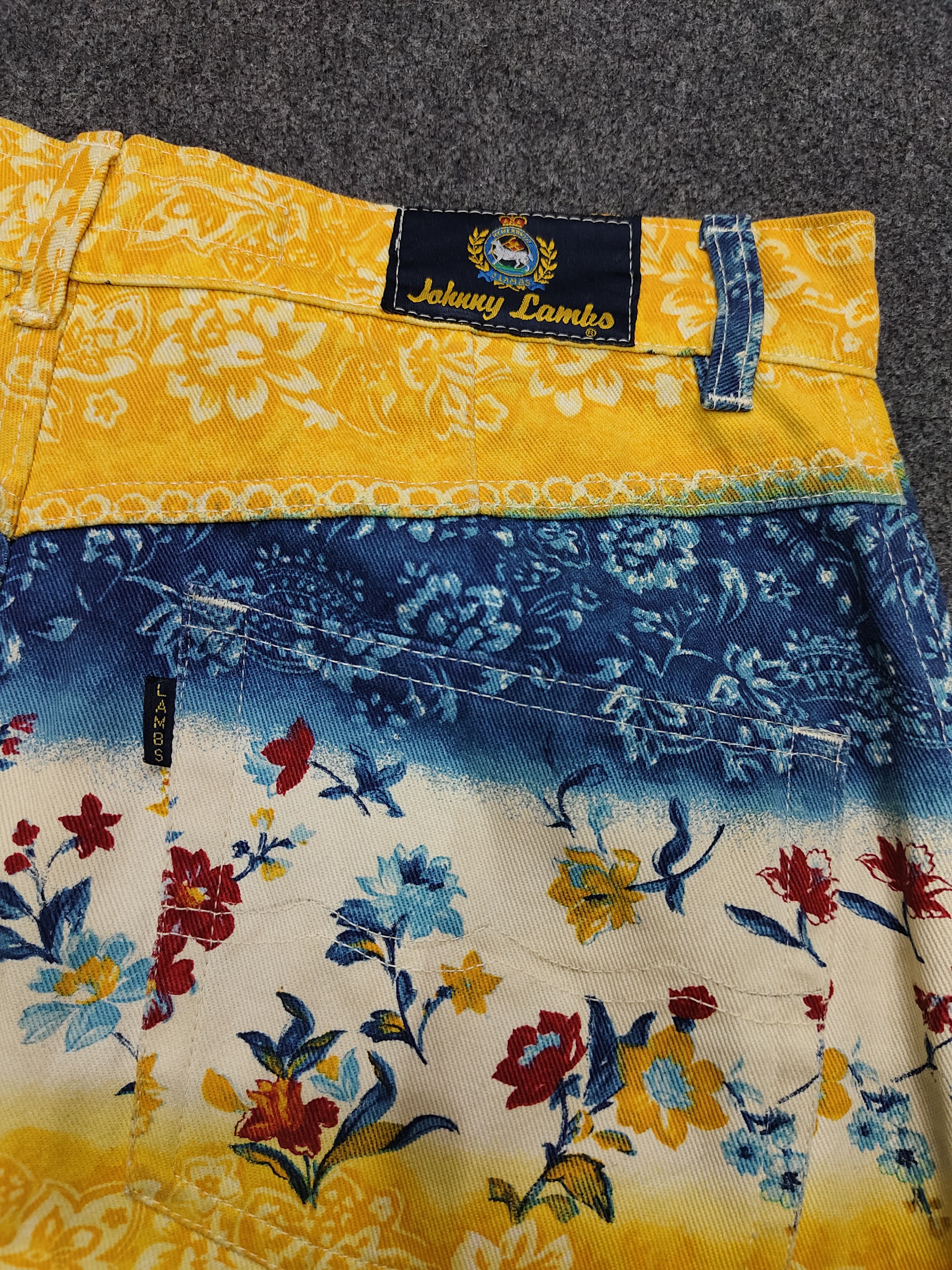 Vintage 90s Johnny Lambs🇮🇹 Florals Baroque Garden Denim Skirt Size 29" - 6 Thumbnail