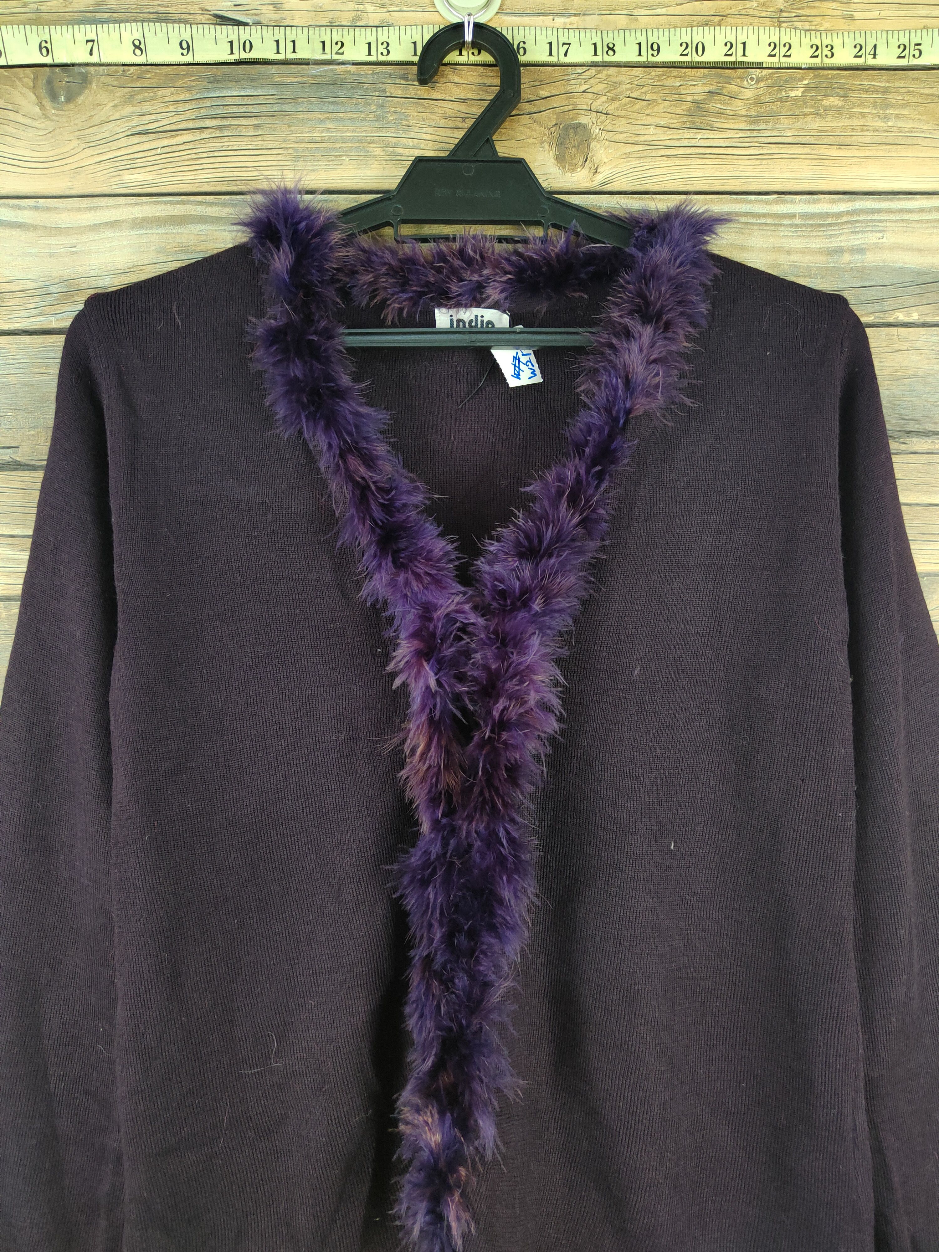 Homespun Knitwear Indio Dark Purple shaggy fur Knitwear Cardigan #W2175 Size L / US 10 / IT 46 - 2 Thumbnail