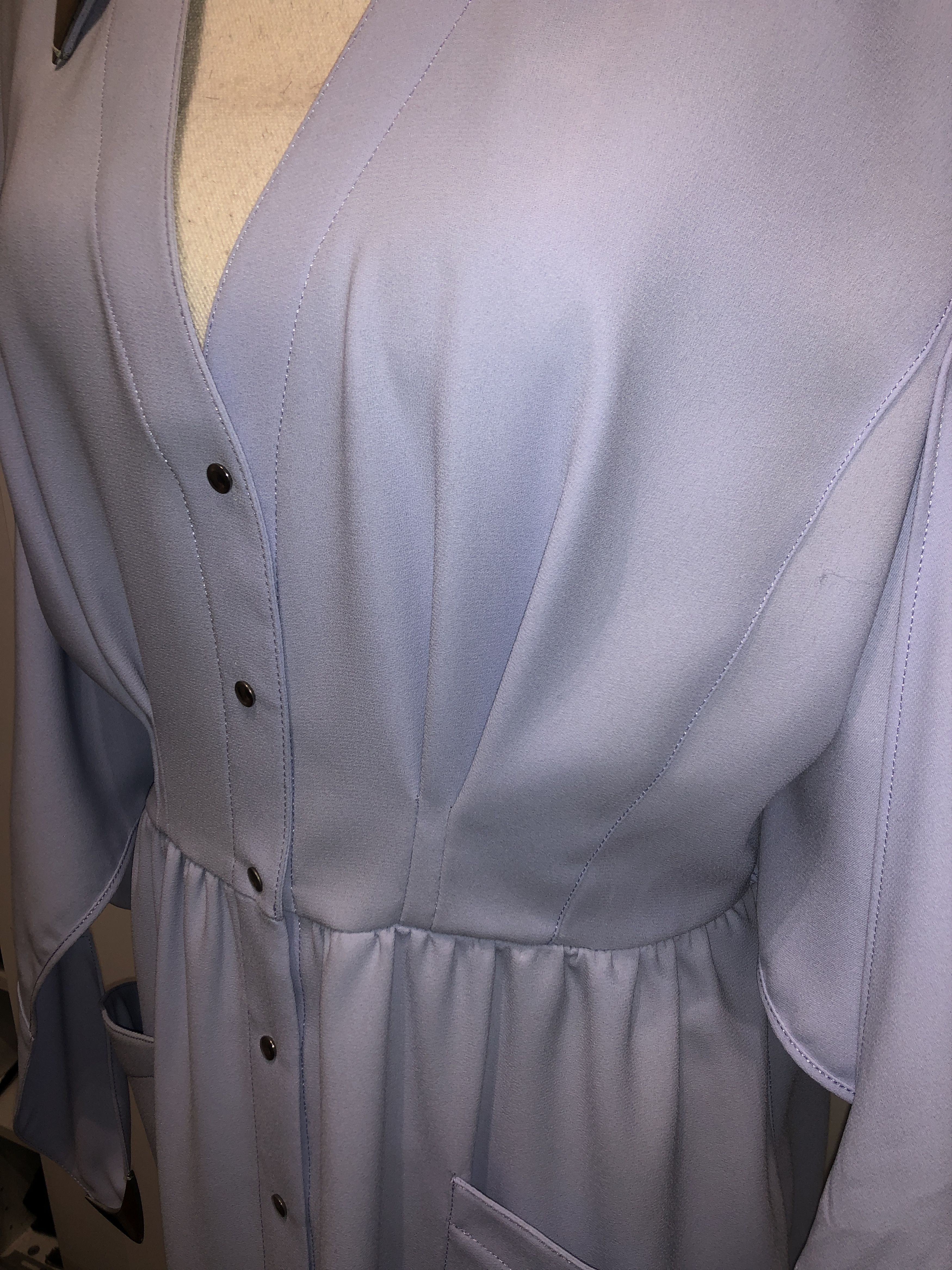 Thierry Mugler Silver Metal embellishment pale blue dress Size L / US 10 / IT 46 - 11 Thumbnail