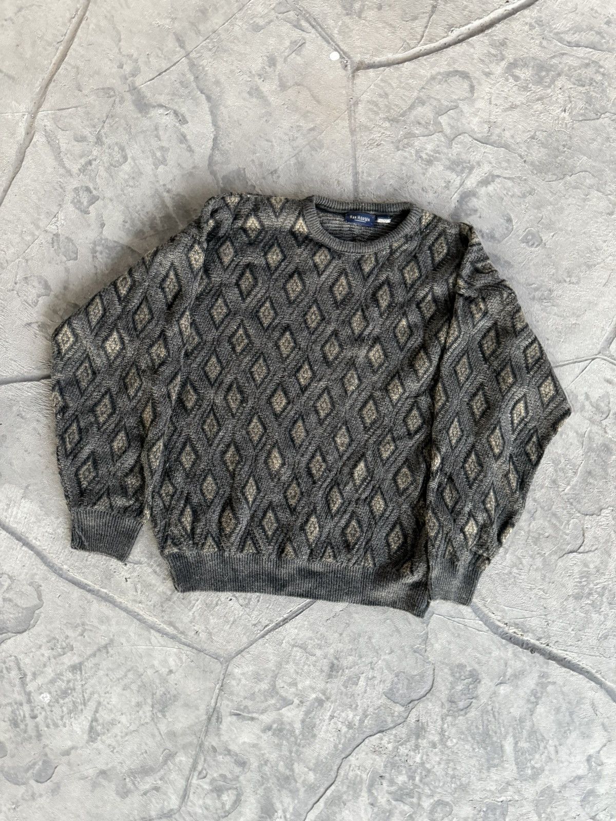 Van Heusen Vintage Van Heusen diamond slouchy knit sweater Size US L / EU 52-54 / 3 - 3 Thumbnail