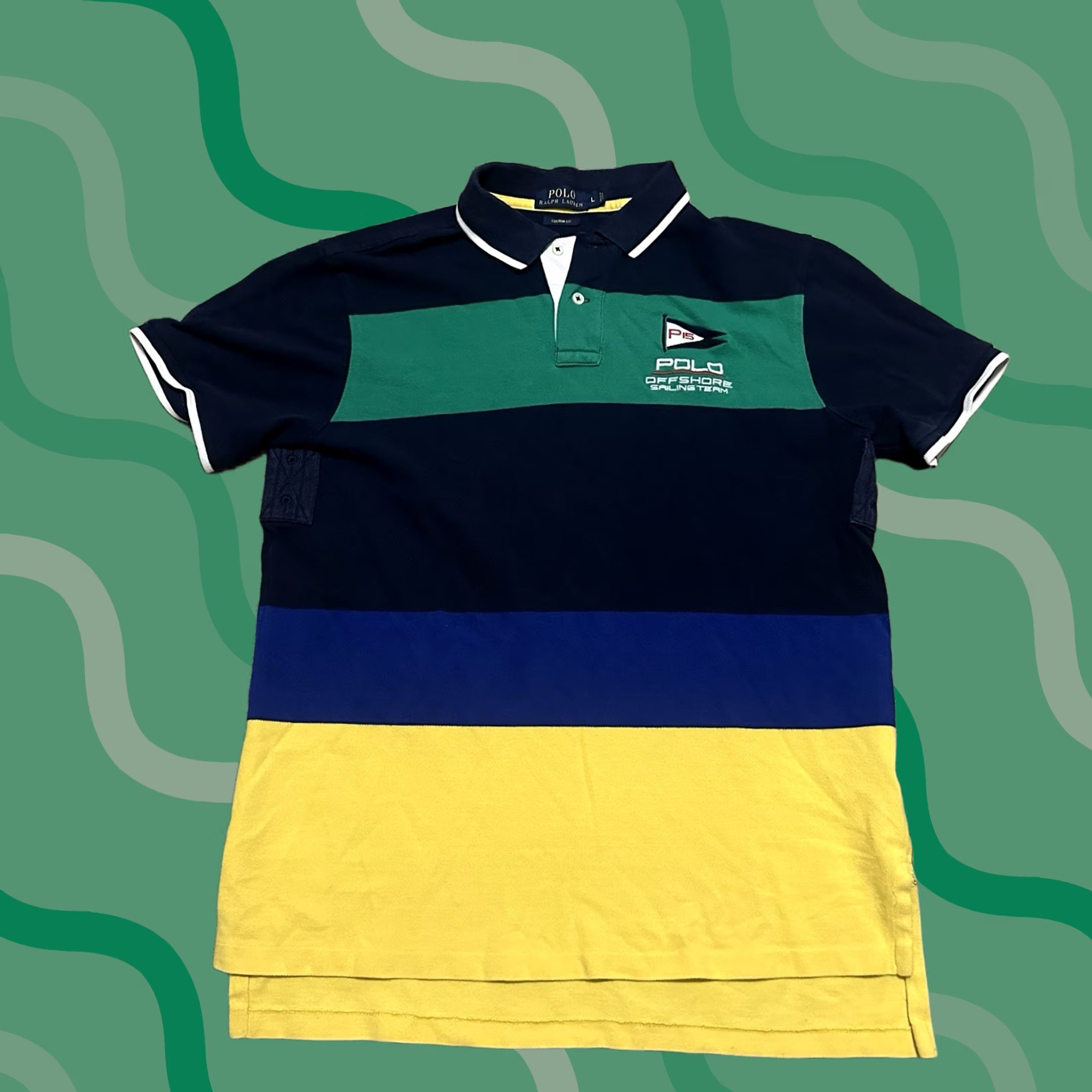 Ralph Lauren Polo Ralph Lauren Polo Shirt Mens Large Sailing Striped Crest Logo Collared Size US L / EU 52-54 / 3 - 1 Thumbnail