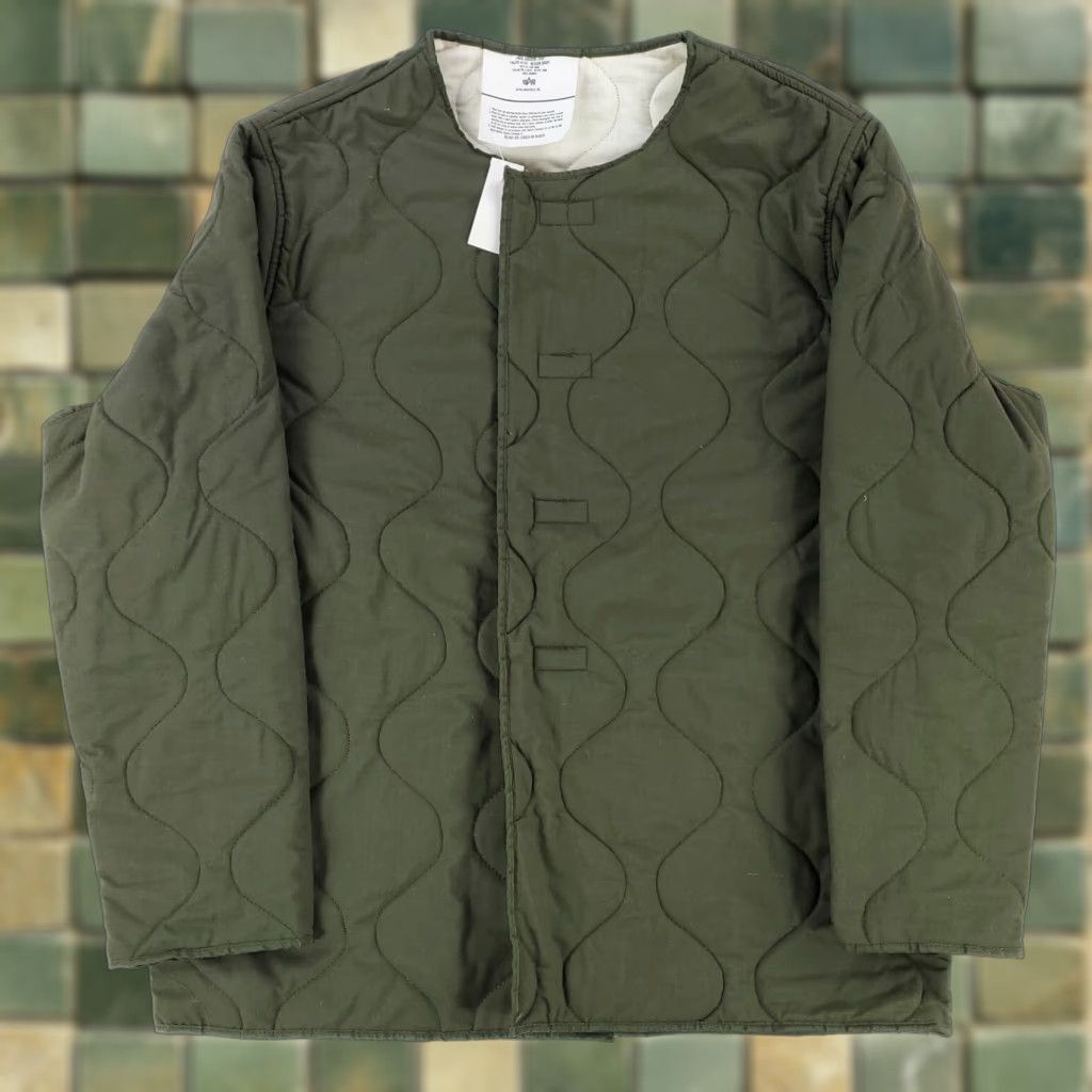 Alpha Industries VINTAGE Alpha Industries Liner Aircrew Coat 100% Aramid Olive Green Mens Medium Short M Green Military Jacket Mens Size US 31 - 1 Thumbnail