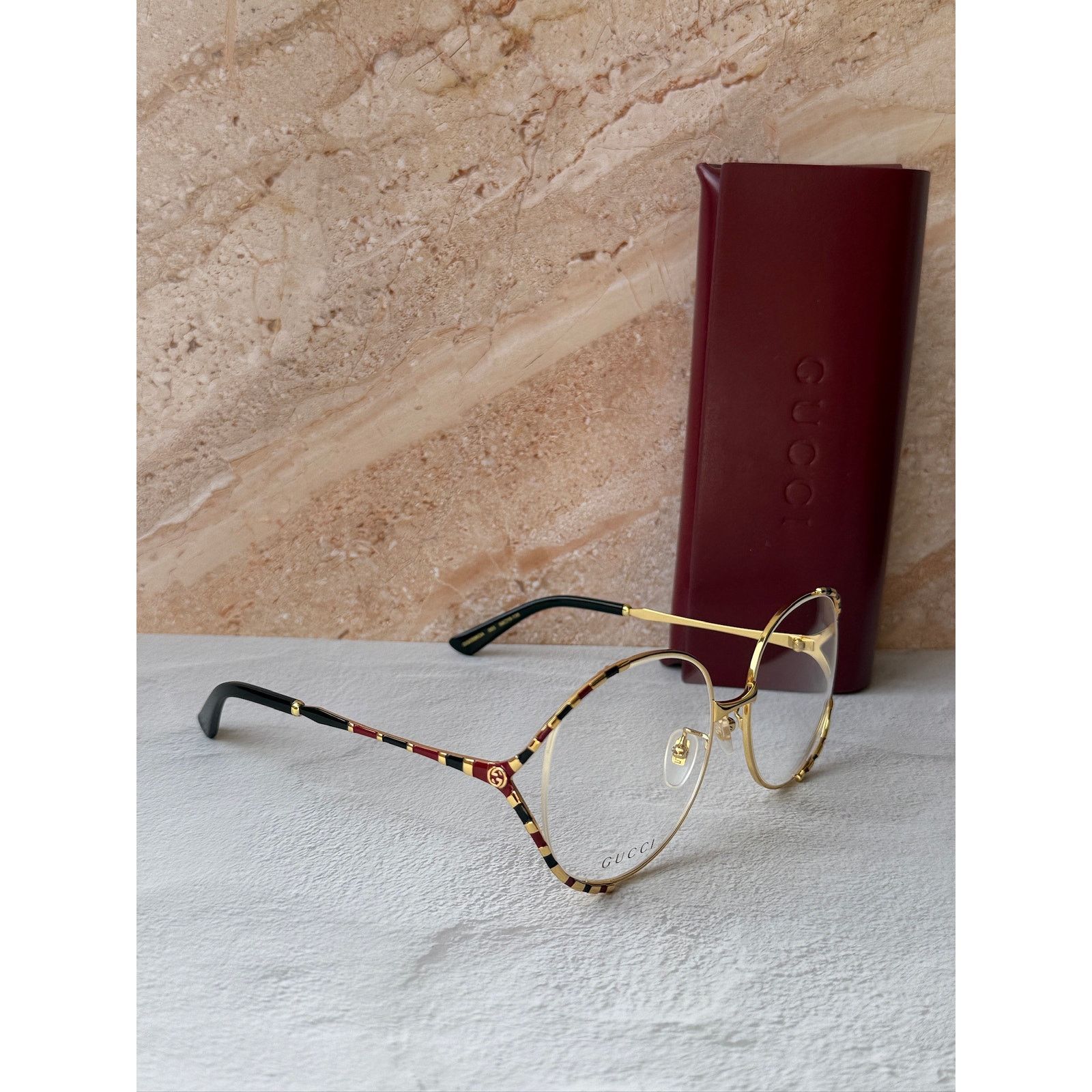 Gucci NEW Gucci GG0596OA Gold Round Eyeglasses Frames Size ONE SIZE - 3 Thumbnail