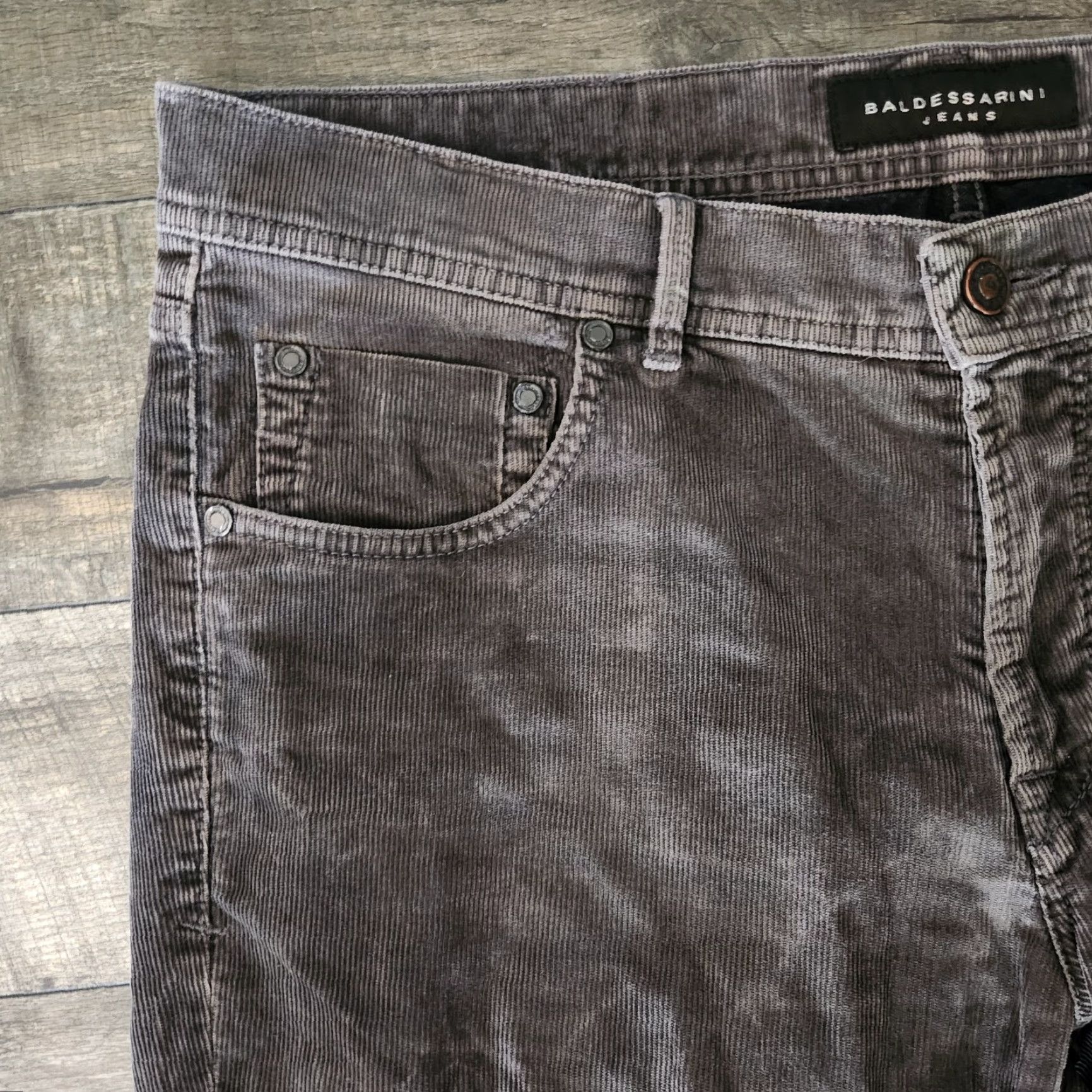 Vintage BALDESSARINI Jack Corduroy Pants Mens 38x34 Gray Regular Fit Flat Front Casual Jeans Size US 38 / EU 54 - 4 Thumbnail