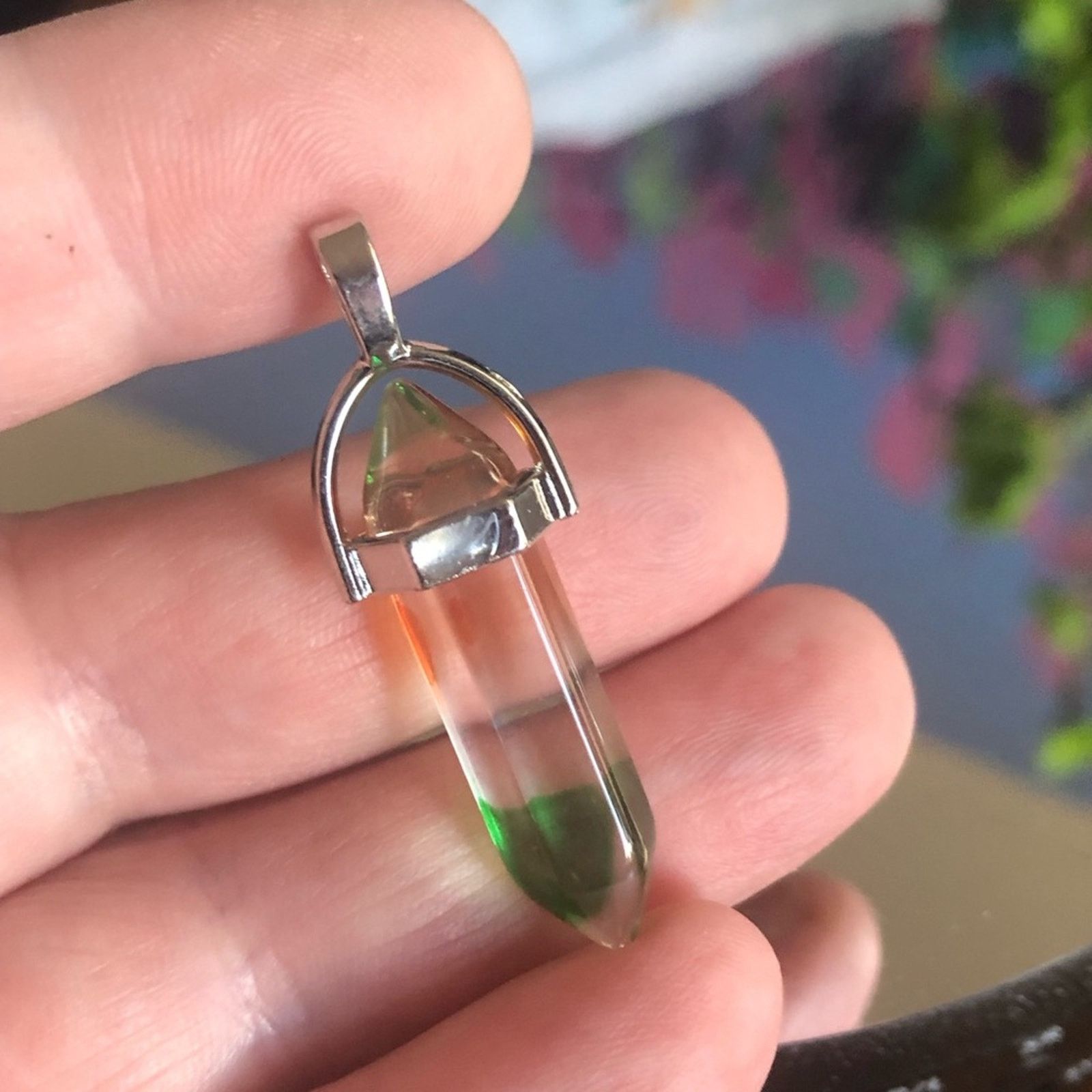 Handmade Handcrafted crowned faceted glass crystal pendant necklace Size ONE SIZE - 8 Thumbnail