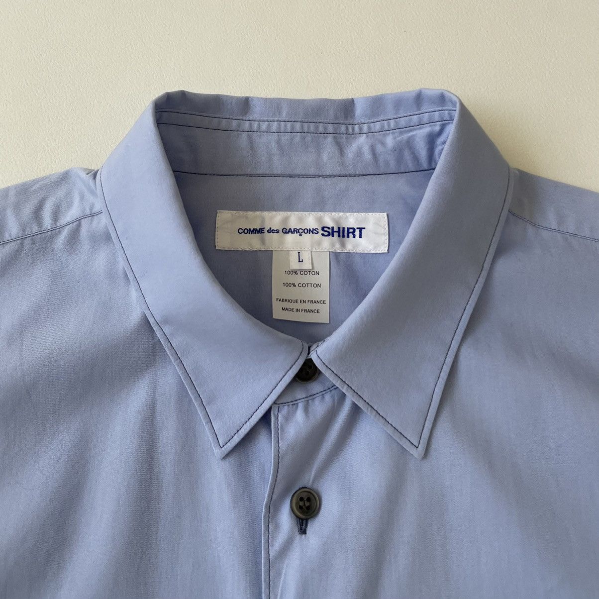 Comme des Garcons ‘Reworked Raw Hem’ Blue Cotton Shirt Size US L / EU 52-54 / 3 - 4 Thumbnail