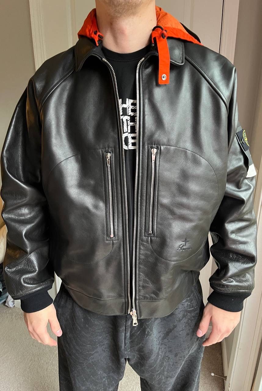 Supreme Stone Island x Supreme leather bomber jacket | Grailed