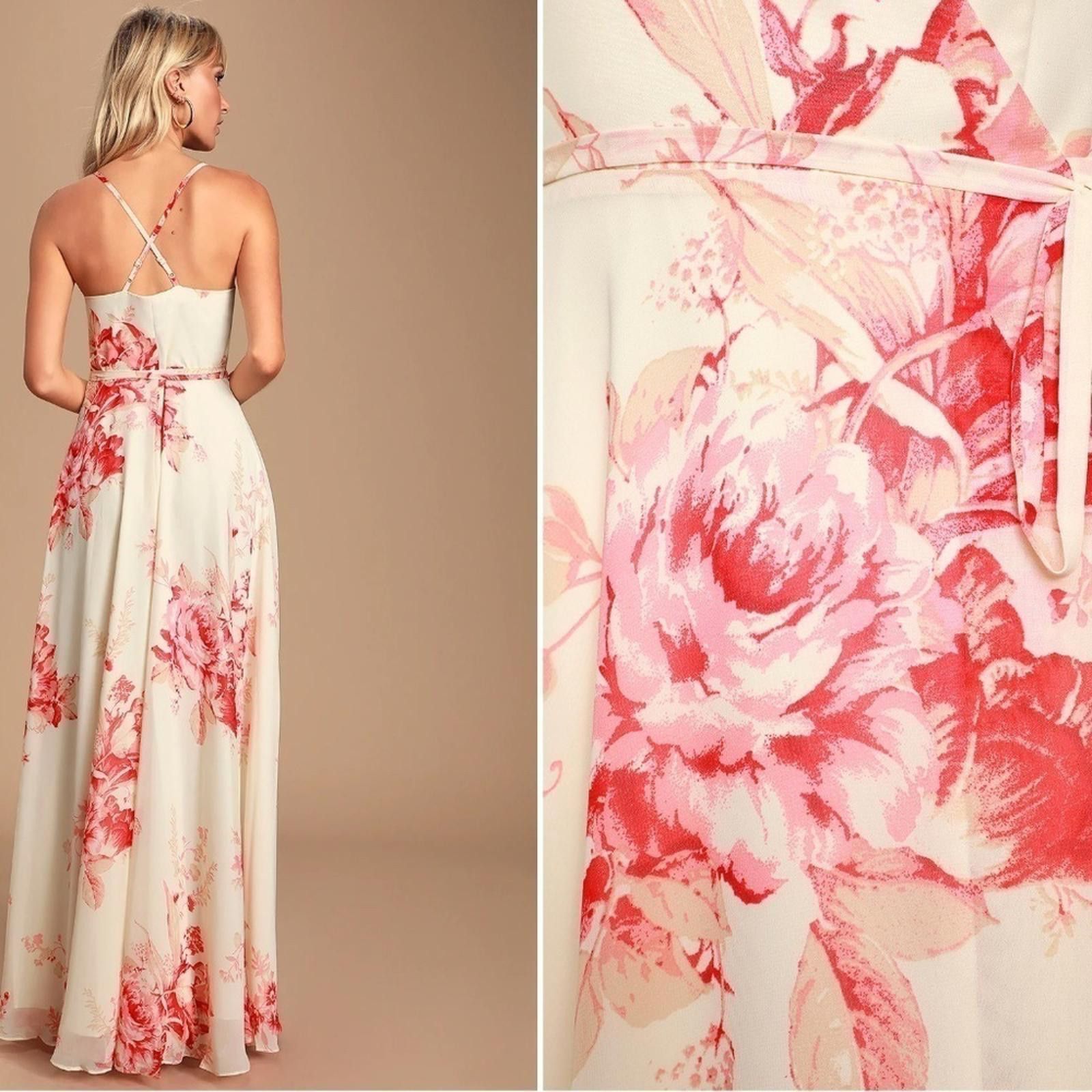 Lulus LULU's Floral Sexy Romantic Flowy Wedding Formal Wrap Dress Size S / US 4 / IT 40 - 3 Thumbnail