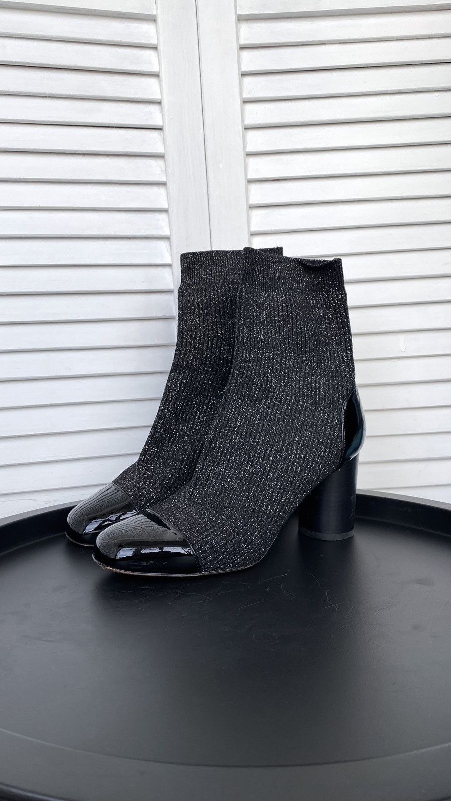 Japanese Brand × Sandro Sandro Knit Glitter Sock Black Boots Size US 8 / IT 38 - 2 Thumbnail