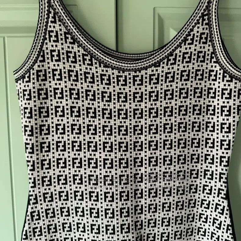 Fendi Fendi Black and White Full Logo Camisole Dress, Classic FF Size XS / US 0-2 / IT 36-38 - 7 Thumbnail