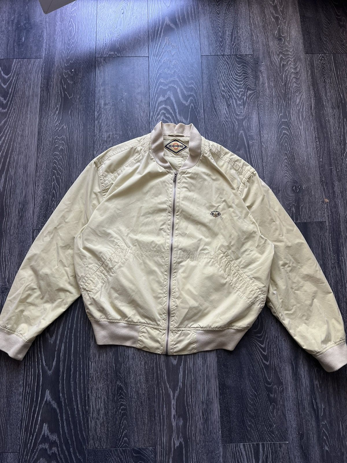 image of 90's Hugo Boss Cotton Bomber Jacket in Lemon, Men's (Size XL)
