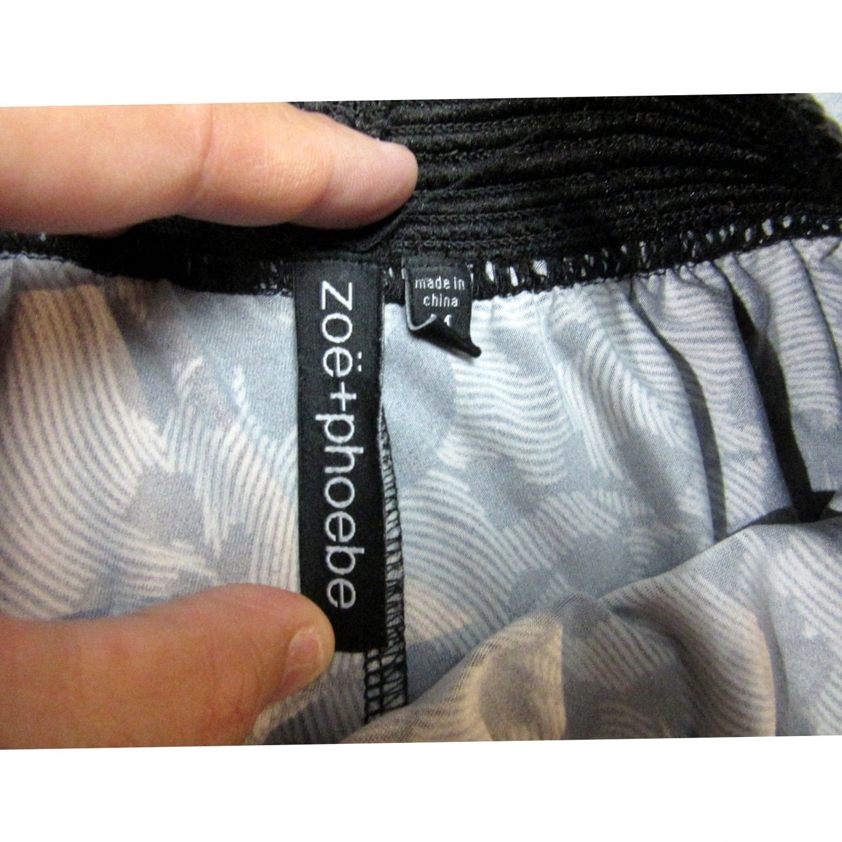 Vintage Zoe + Phoebe Pants Womens M Black White Floral Wide-Leg Lounge Flowy Size 32" / US 10 / IT 46 - 6 Thumbnail