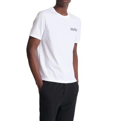 Balmain o1y0426 Logo Crewneck T-Shirt in White Size US L / EU 52-54 / 3 - 2 Thumbnail