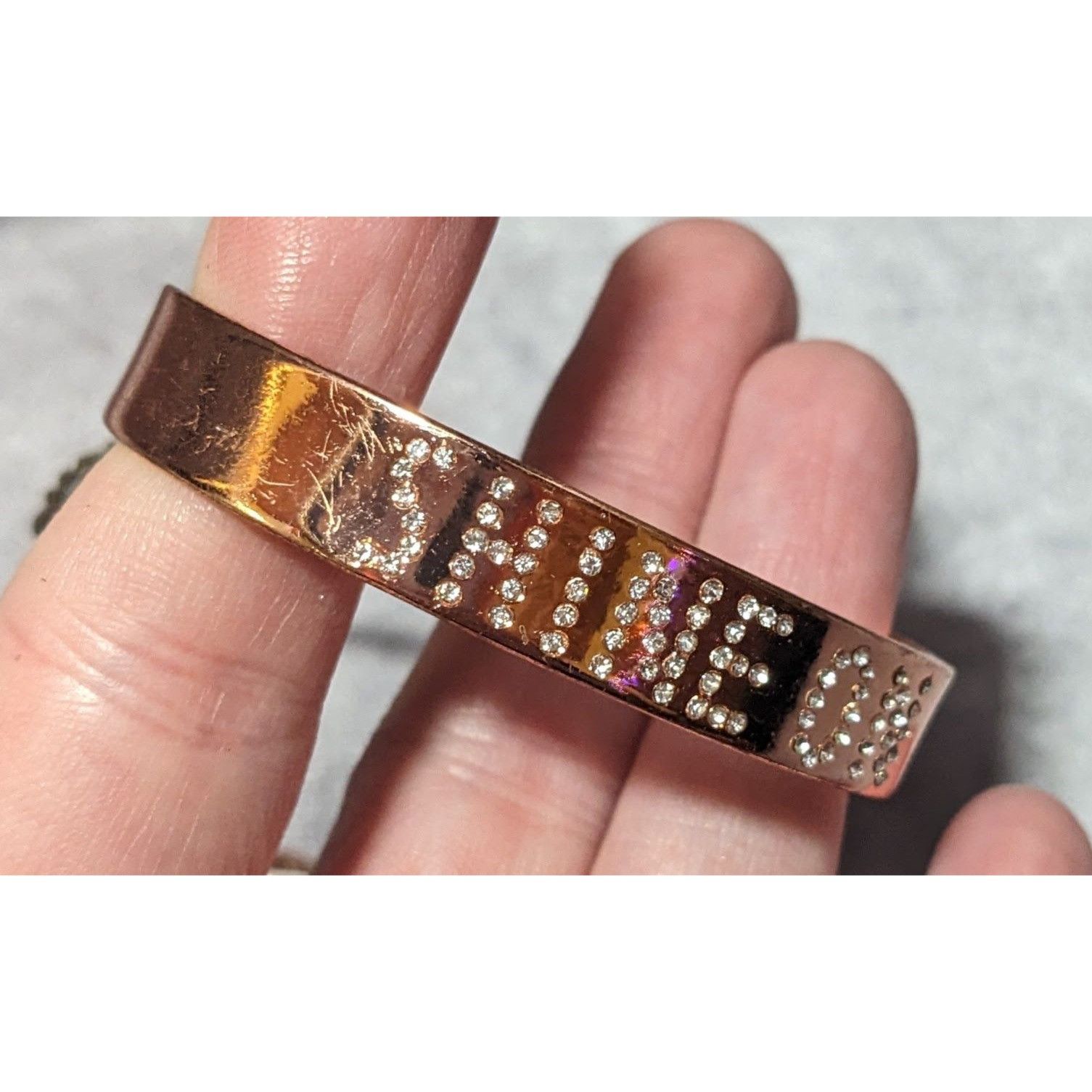 American Eagle Outfitters AEO Copper Tone Shine On Rhinestone Cuff Bracelet Size ONE SIZE - 5 Thumbnail