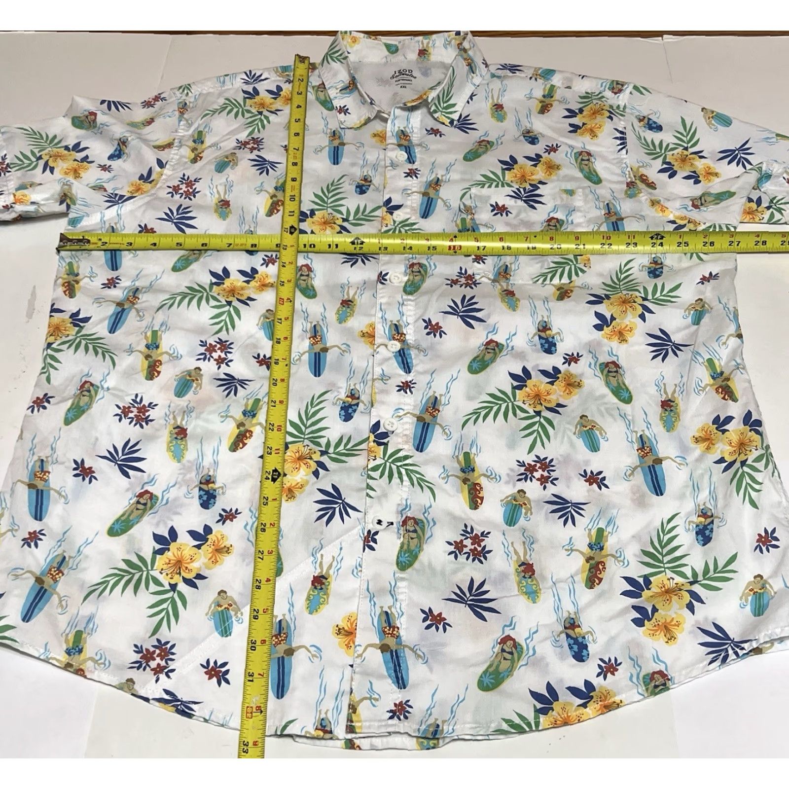 Izod IZOD Saltwater Collection Shirt Short Sleeve Button-Up Men's 2XL Multicolor Floral Surf Beach Hawaii (Regular) Size US XXL / EU 58 / 5 - 4 Thumbnail