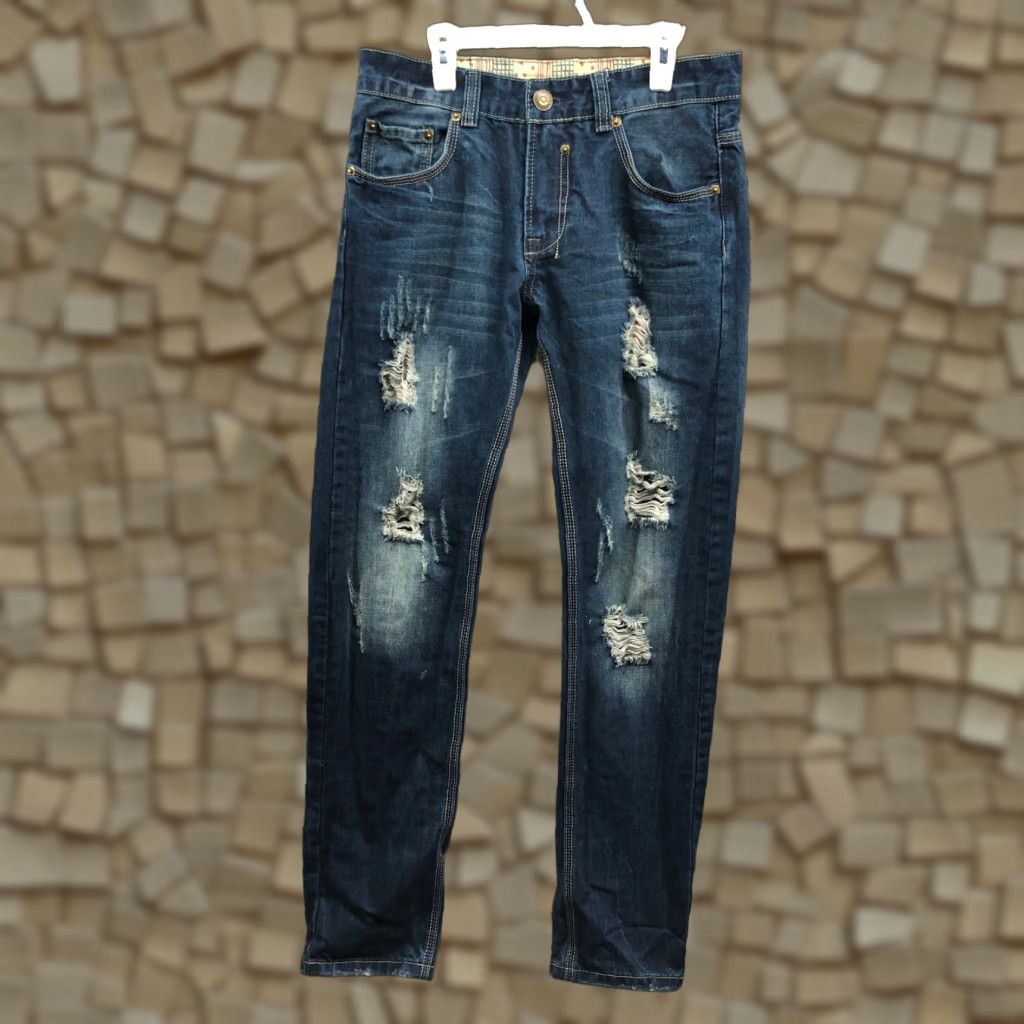 Denime BiePa Jeans Mens Size 31 Mid Rise Straight Leg Dark Wash Denim Blue Jeans Size US 31 - 1 Thumbnail