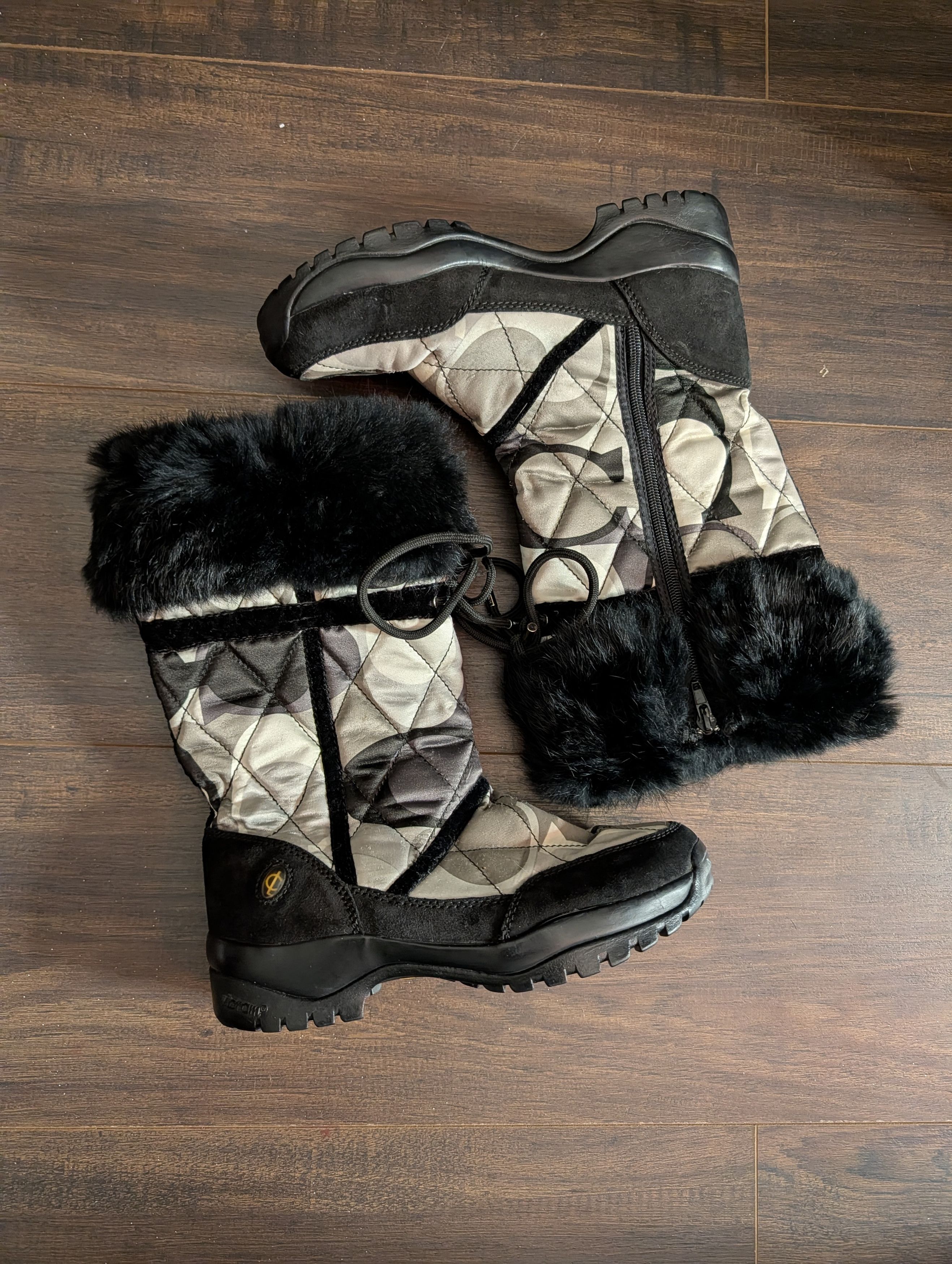 Coach Pasha RARE Fur Trim Logo Print Vibram Sole Boots Size US 8 / IT 38 - 1 Thumbnail