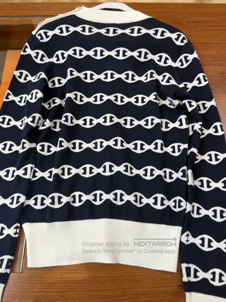 Hermes Hermes Blue Black and White Pig Nose Knit Sweater, Size 36 Size XS / US 0-2 / IT 36-38 - 2 Thumbnail