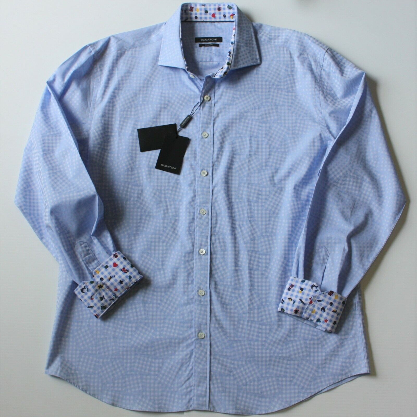 BUGATCHI Shaped Fit Men's Light Blue Dress Shirt size XL NWT Size US XL / EU 56 / 4 - 1 Thumbnail