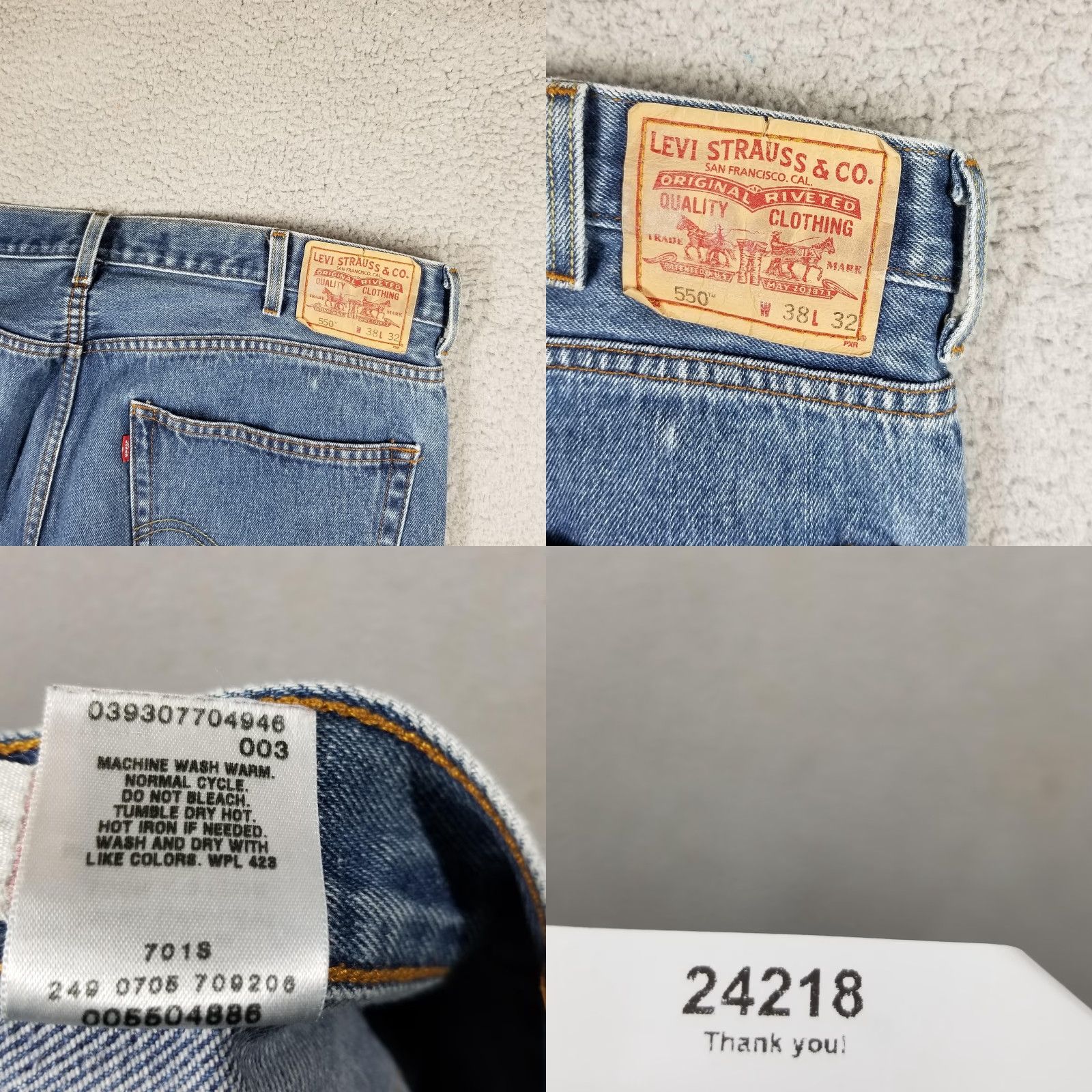 Levi's Levi's 550 Jeans Men's Relaxed Fit Tapered 38x32 Blue Denim Pants Size US 38 / EU 54 - 8 Thumbnail