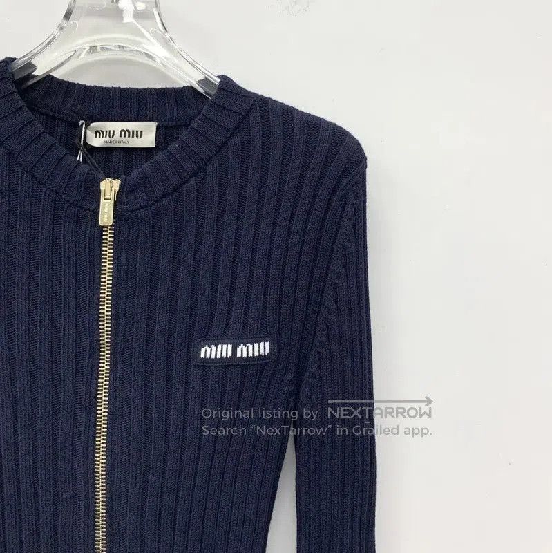 Miu Miu Miu Miu Women's Deep Blue Cotton Sweater . Size XS / US 0-2 / IT 36-38 - 2 Thumbnail