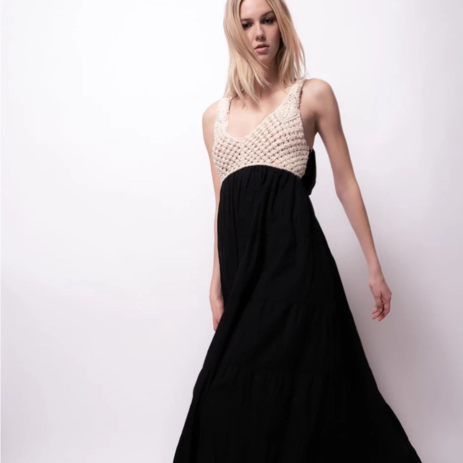 Pinko NWT Pinko Roncadello Long Maxi Dress V-Neck Crochet 40 S 4 Size S / US 4 / IT 40 - 4 Thumbnail