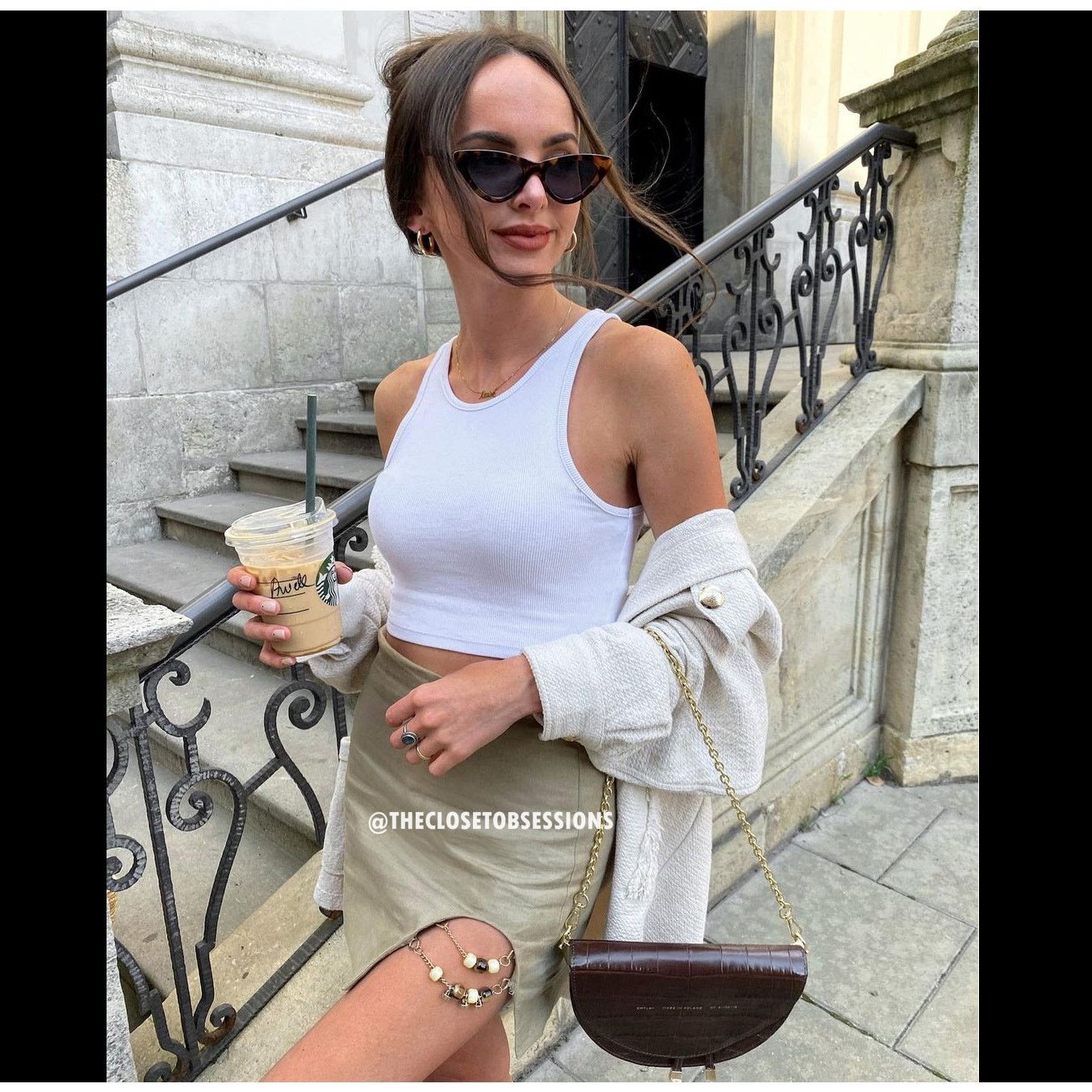Zara Zara Tan Linen Mini Skirt Slit Beaded Detail High Waisted Size 33" - 9 Thumbnail