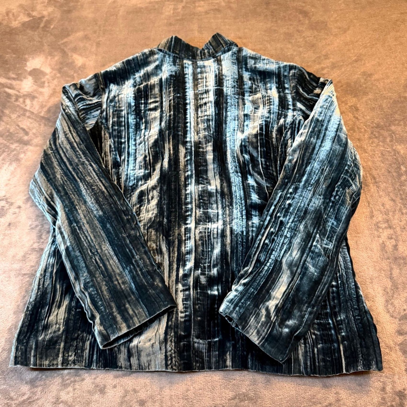 Vintage Chicos Silk Blend Velvet Blazer Teal Blue Button Front Jacket Womens Size 2 Size XS / US 0-2 / IT 36-38 - 3 Thumbnail