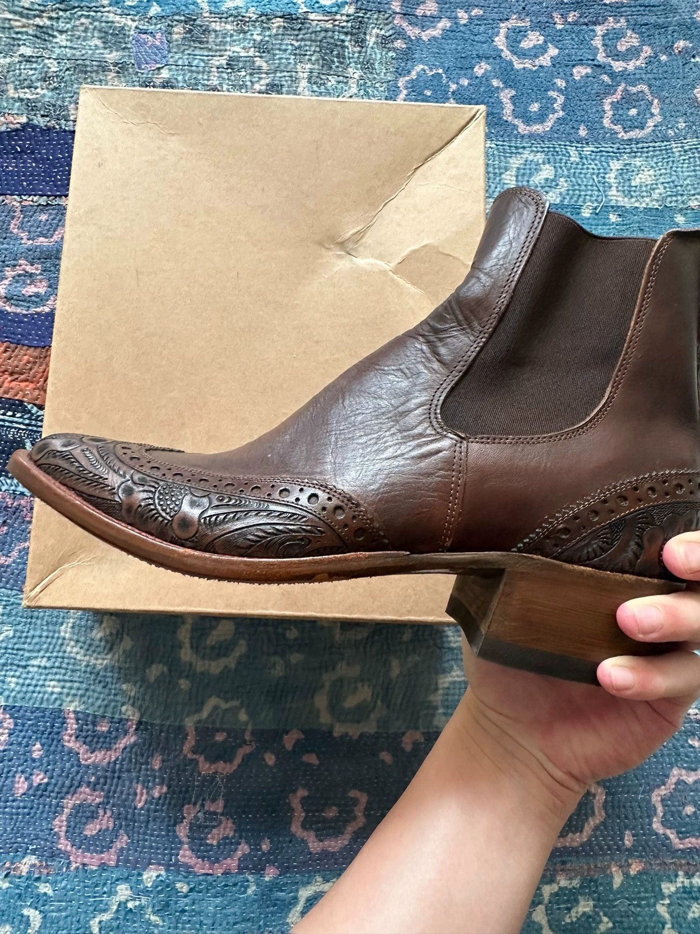 RRL Ralph Lauren rrl Carved Western Chelsea Boots new in box 9D Size US 9 / EU 42 - 6 Thumbnail