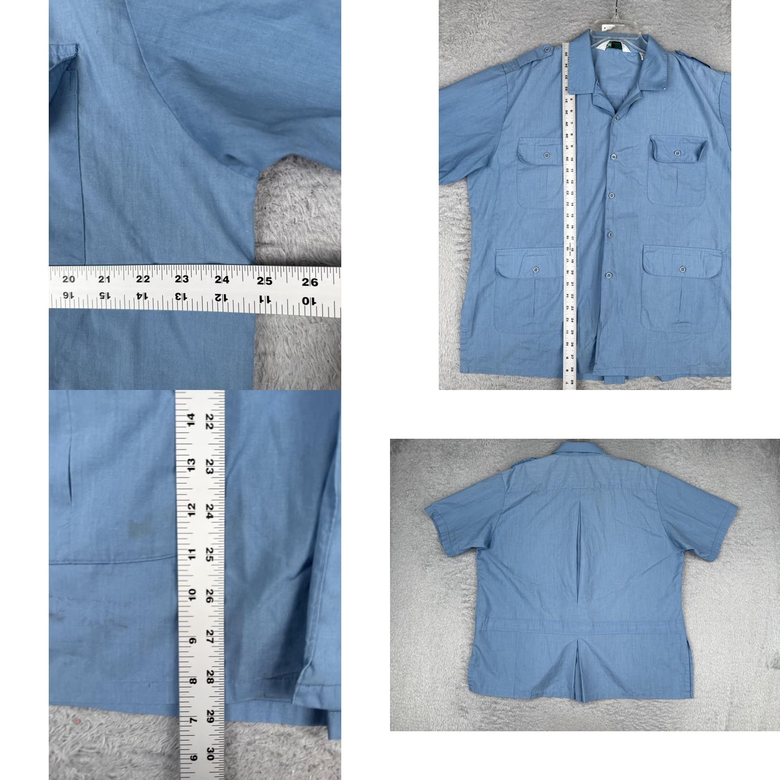 Haband Haband Shirt Mens M Blue Safari Short Sleeve Button-Up 4 Pocket Epaulets Size US M / EU 48-50 / 2 - 8 Thumbnail