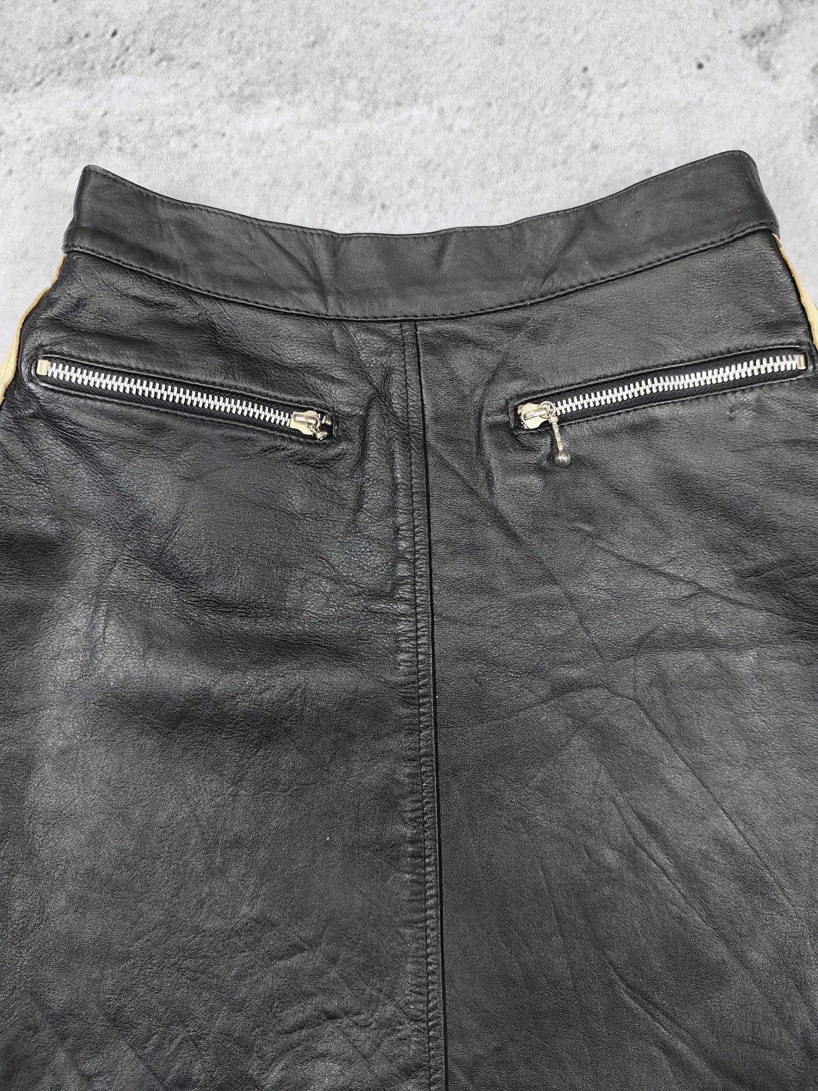 Morgan De Toi 00s Morgan De toi- Y2K Biker Stripe Side Leather Mini Skirt Size 27" / US 4 / IT 40 - 2 Thumbnail