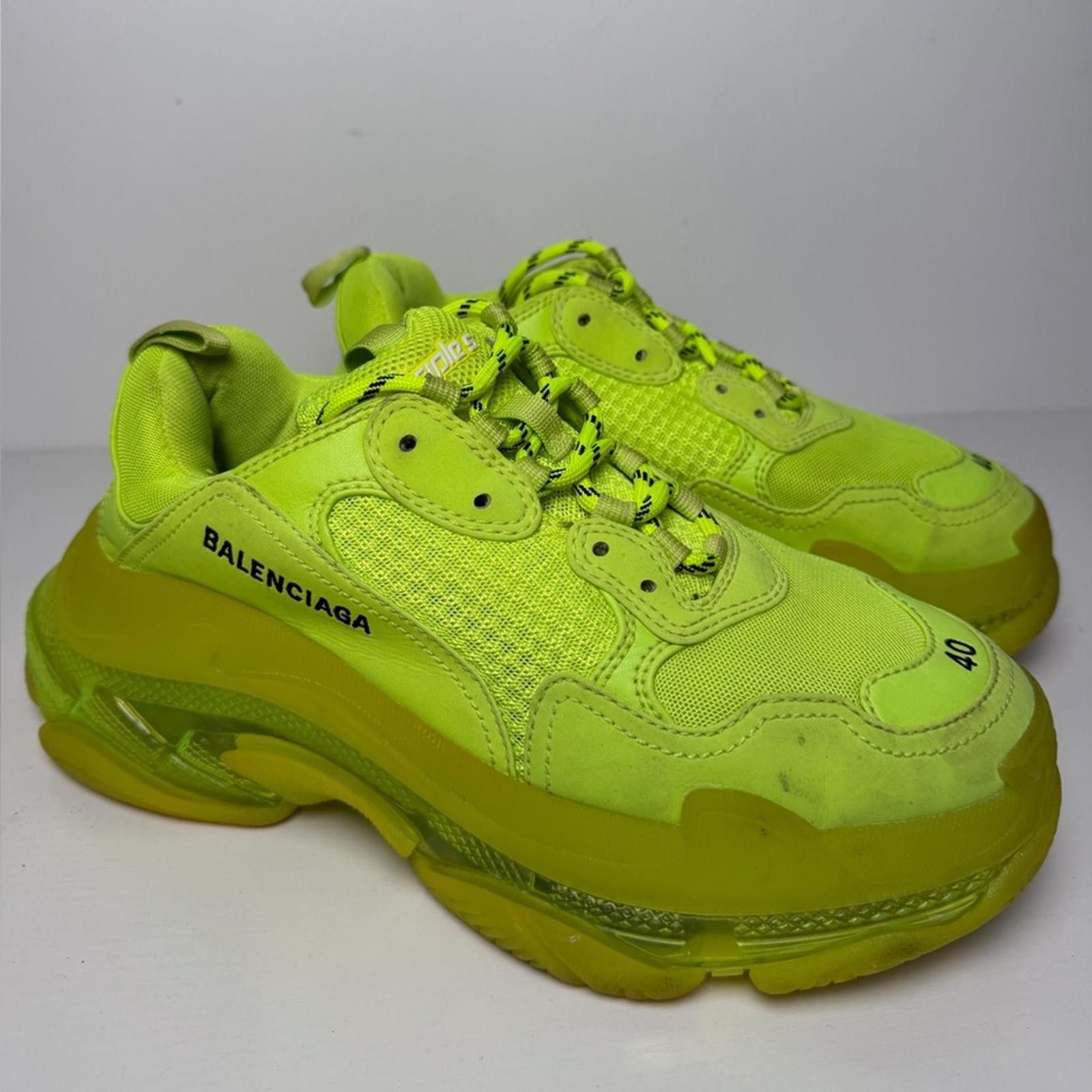 Balenciaga Balenciaga Triple S Clear Sole Sneaker Neon Green Men SZ 40 Size US 7 / EU 40 - 1 Thumbnail
