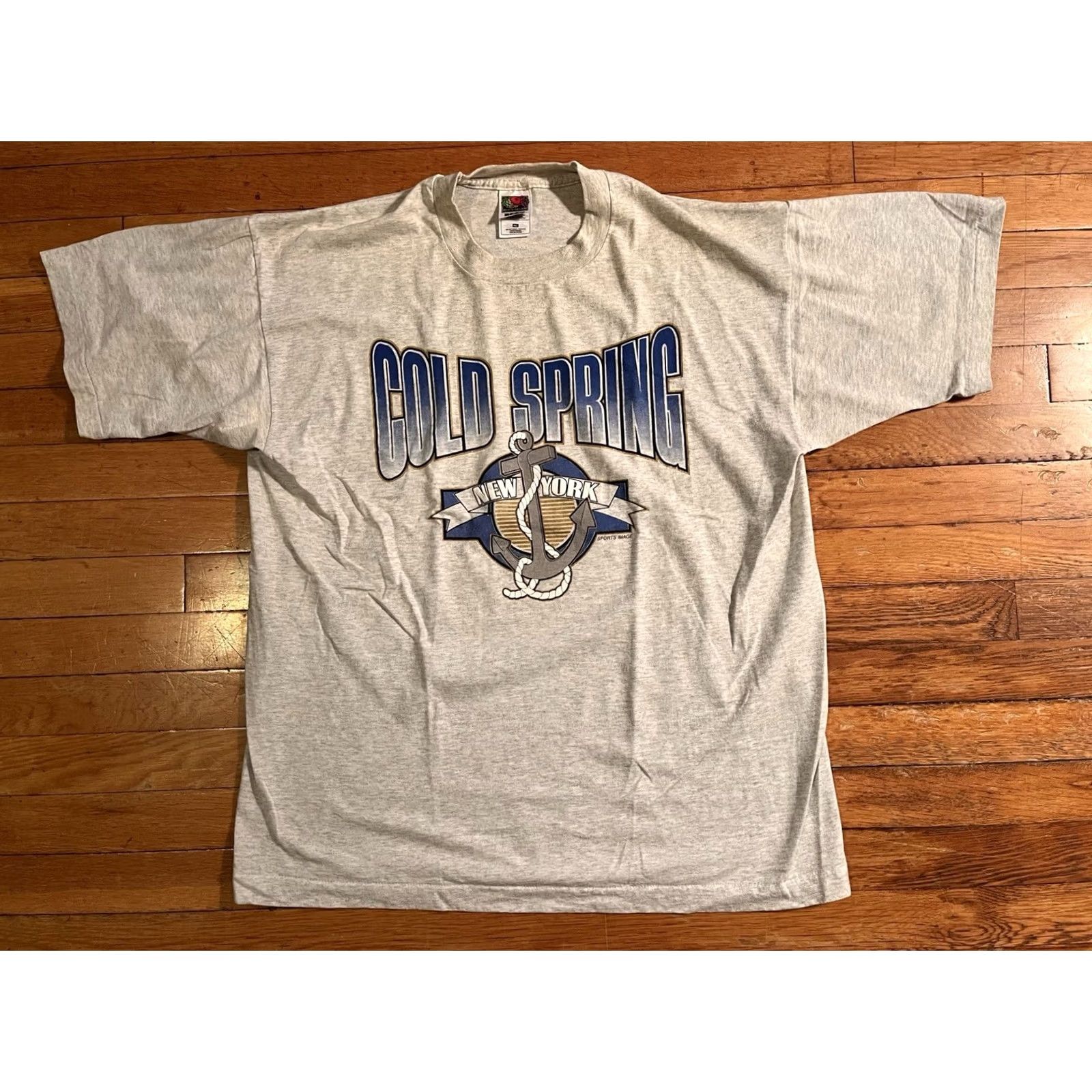 Fruit Of The Loom VINTAGE Fruit of the Loom Shirt Men’s XL Grey 90s Graphic Print Crew Neck Short Sleeve Retro 80s City Nautical Size US XL / EU 56 / 4 - 2 Thumbnail