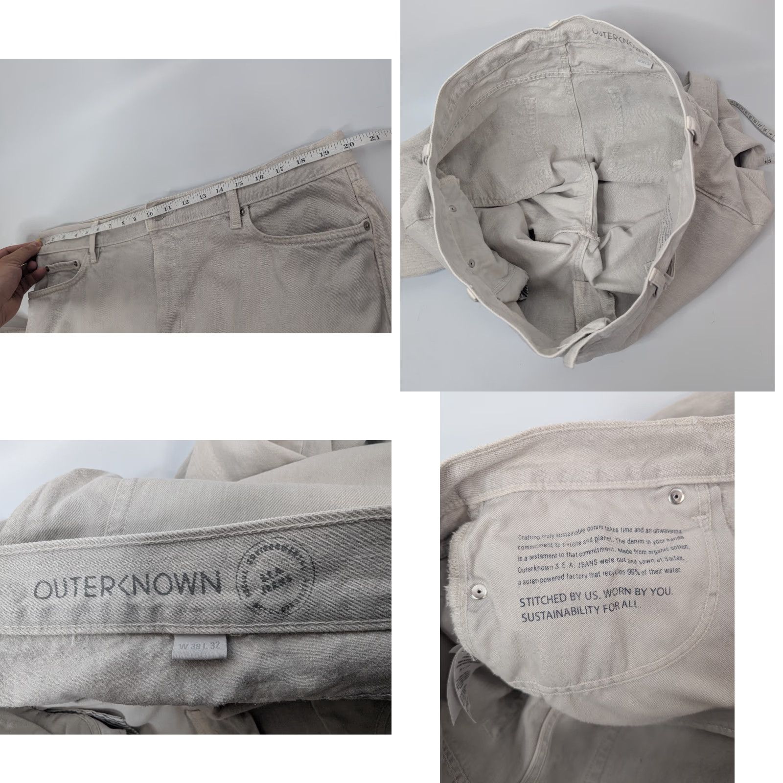 Outerknown VINTAGE Outerknown Jeans Adult 38x32 Light Gray S.E.A Drifter Tapered Fit Organic Cotton Size US 38 / EU 54 - 9 Thumbnail
