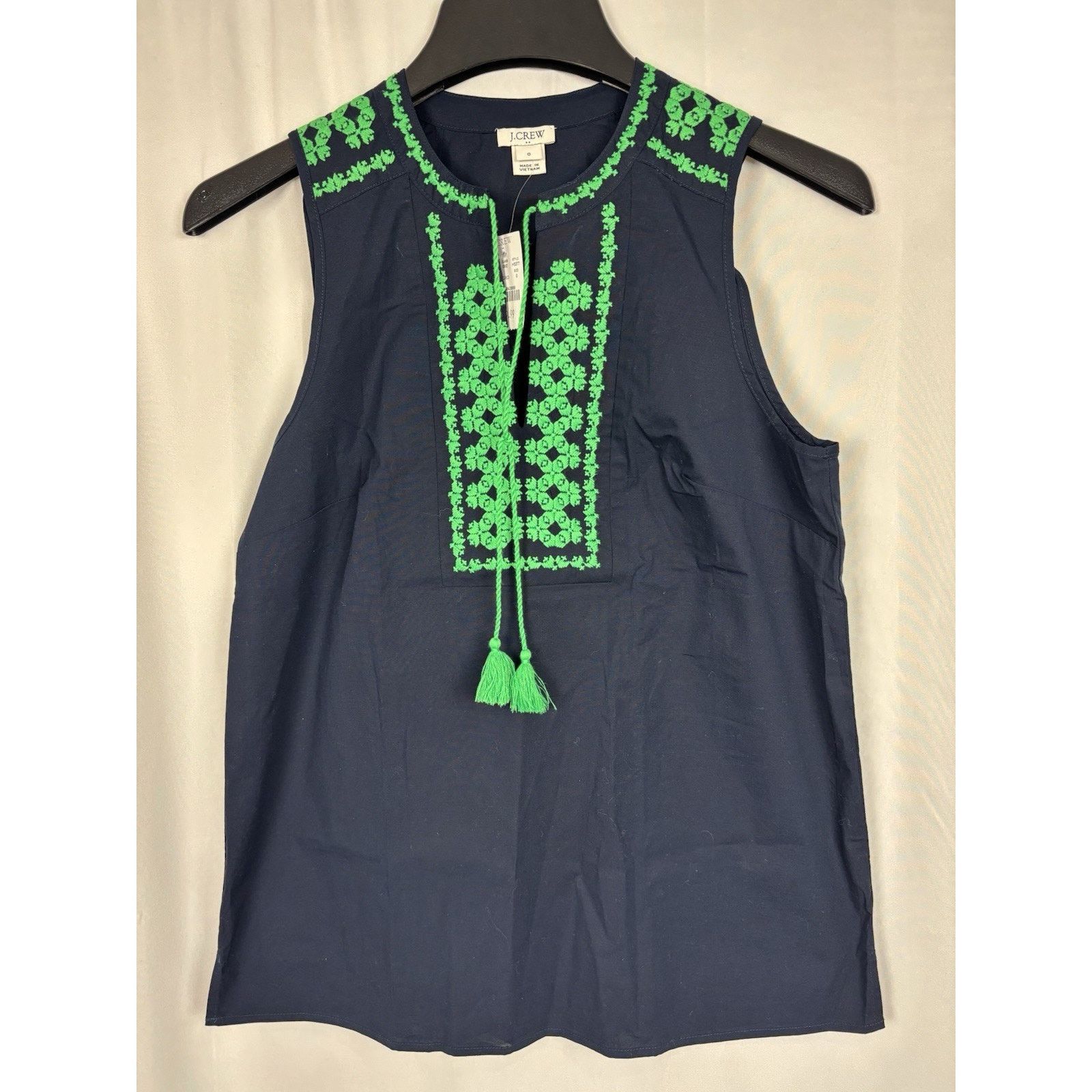 J.Crew J Crew Factory Blue Green Embroidered Tank Top Size 0 NWT Size XS / US 0-2 / IT 36-38 - 1 Thumbnail