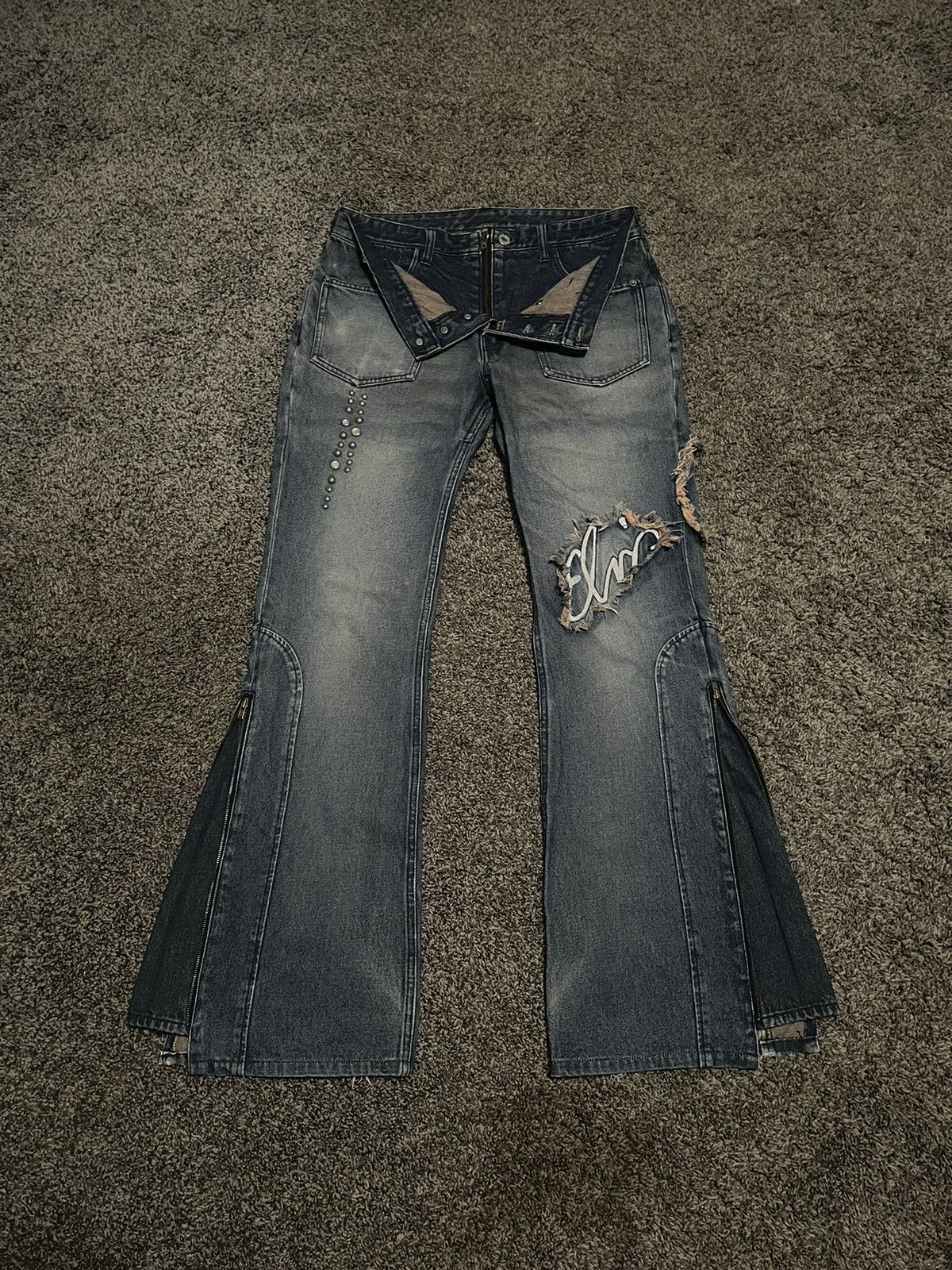 PPFM “Elvis Presley” double waisted bootcut flare denim