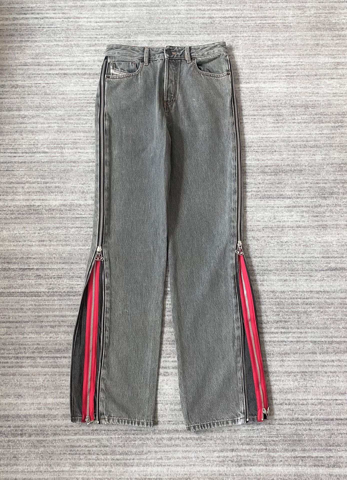 Y/Project diesel gray red zipper flared jeans Size US 29 - 1 Thumbnail