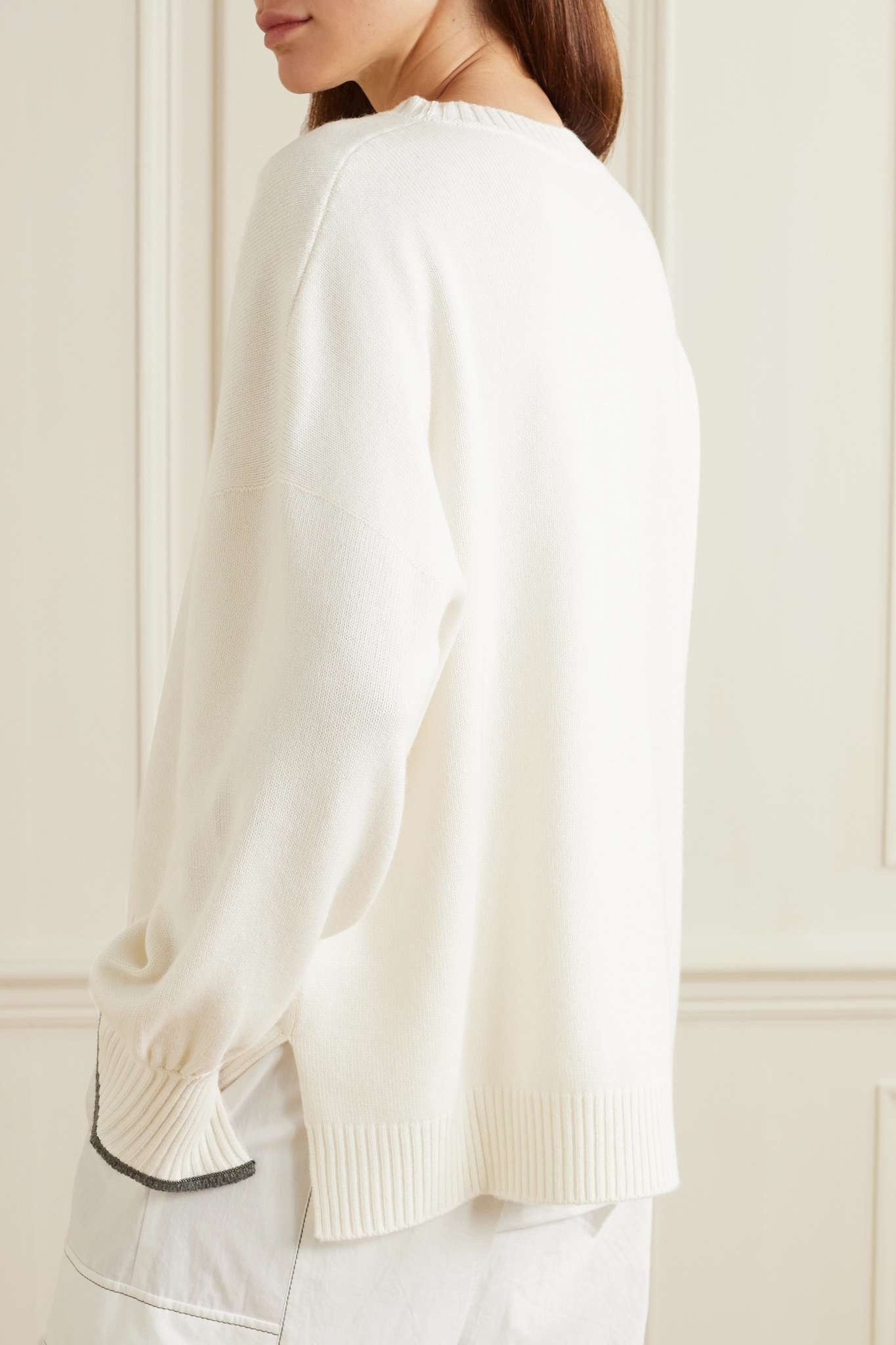 Brunello Cucinelli o1y0825 Crewneck Sweater in White Size S / US 4 / IT 40 - 3 Thumbnail