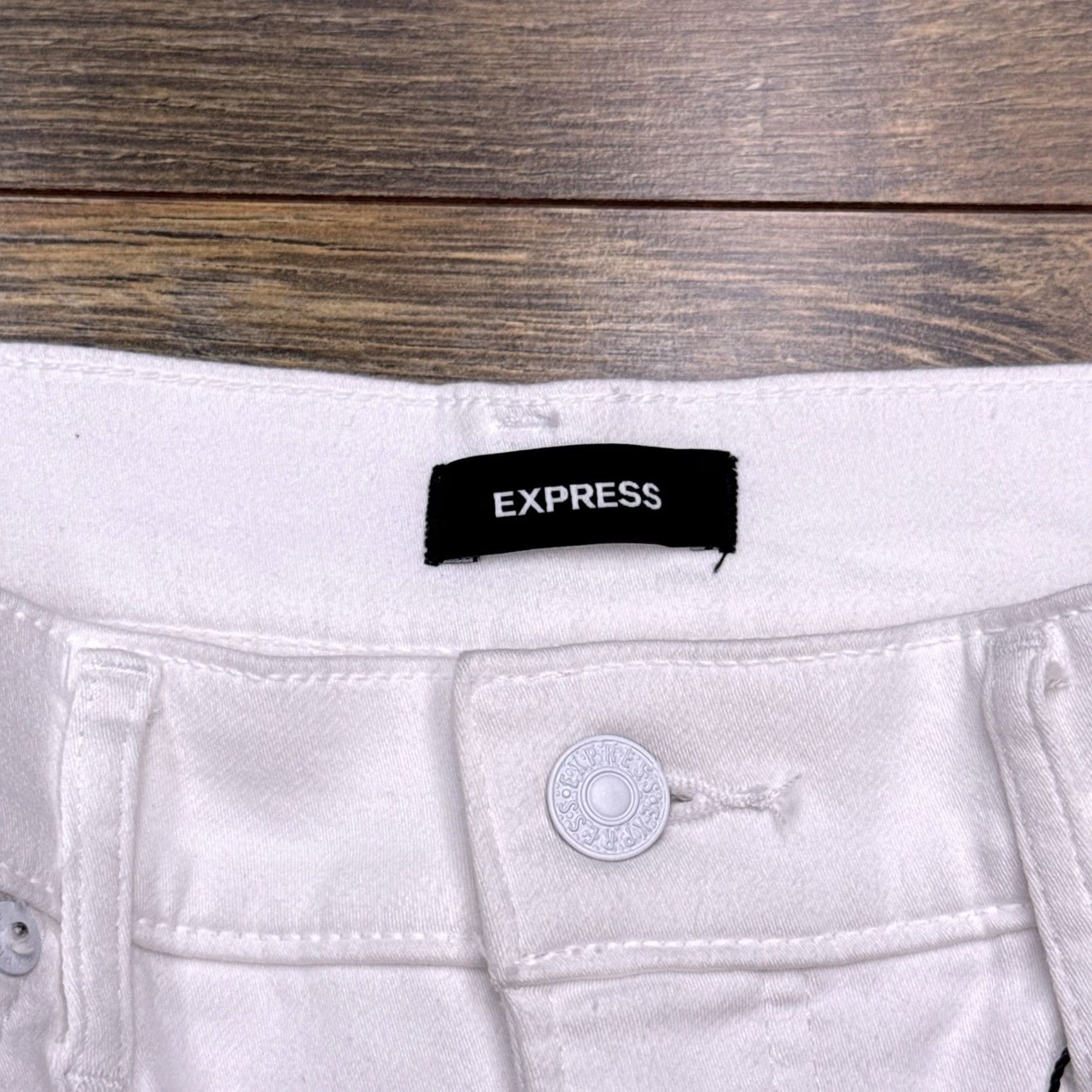 Express Express Skinny Mid Rise Jeans Womens 8R White Stretch New Size 30" / US 8 / IT 44 - 5 Thumbnail