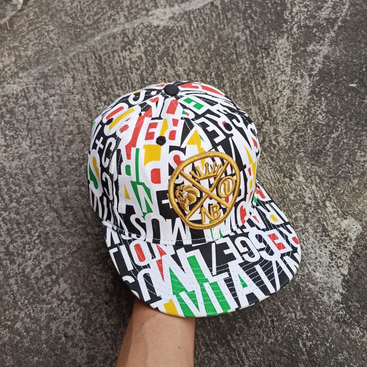 SICK fitted reggae full print with gold lion embroidery cap