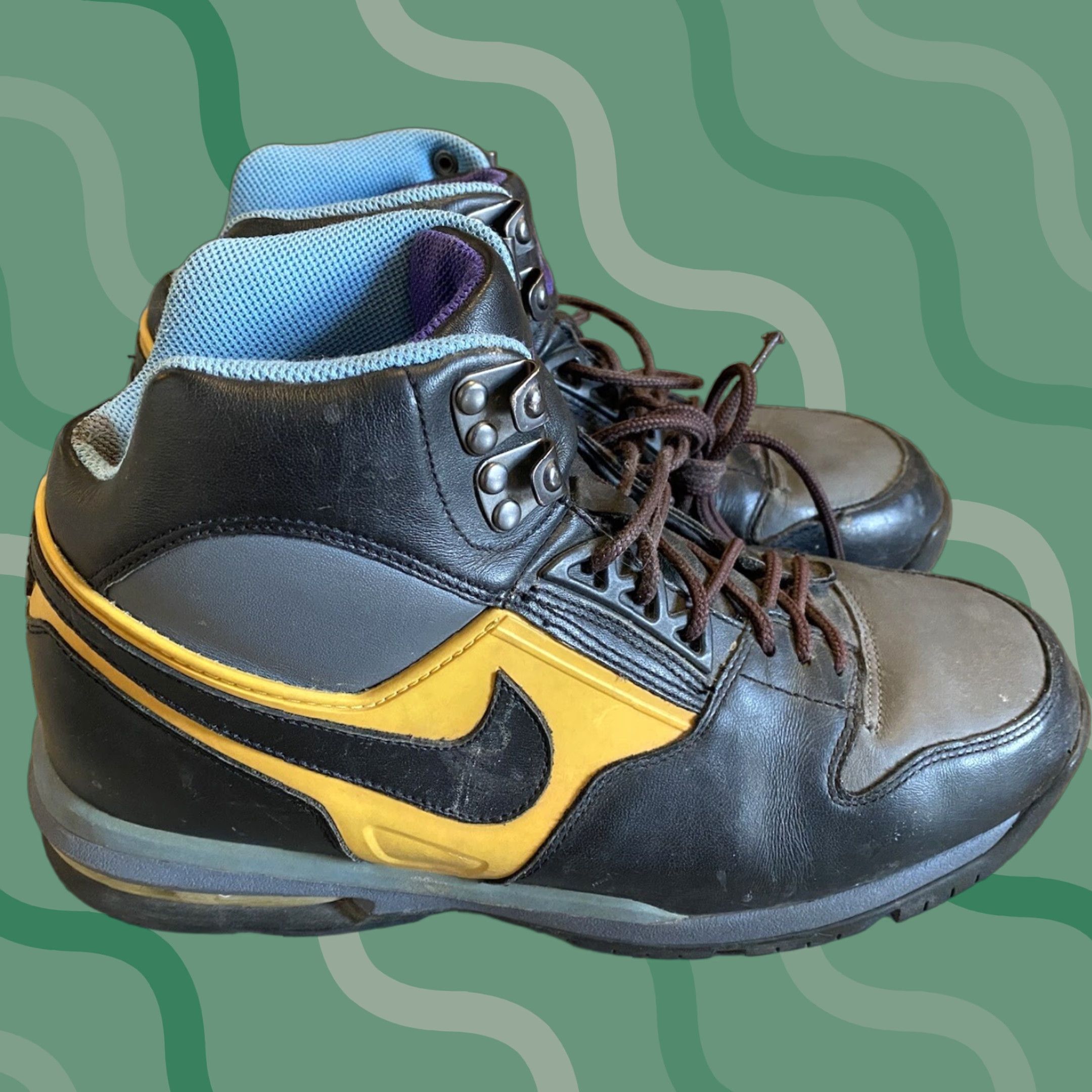 Nike **Nike Air Max Grind Mens Black Yellow Light Blue Leather Size 10** User: **Nike Air Max Grind Mens 10 Black Yellow Light Blue Leather** Size US 10 / EU 43 - 1 Thumbnail