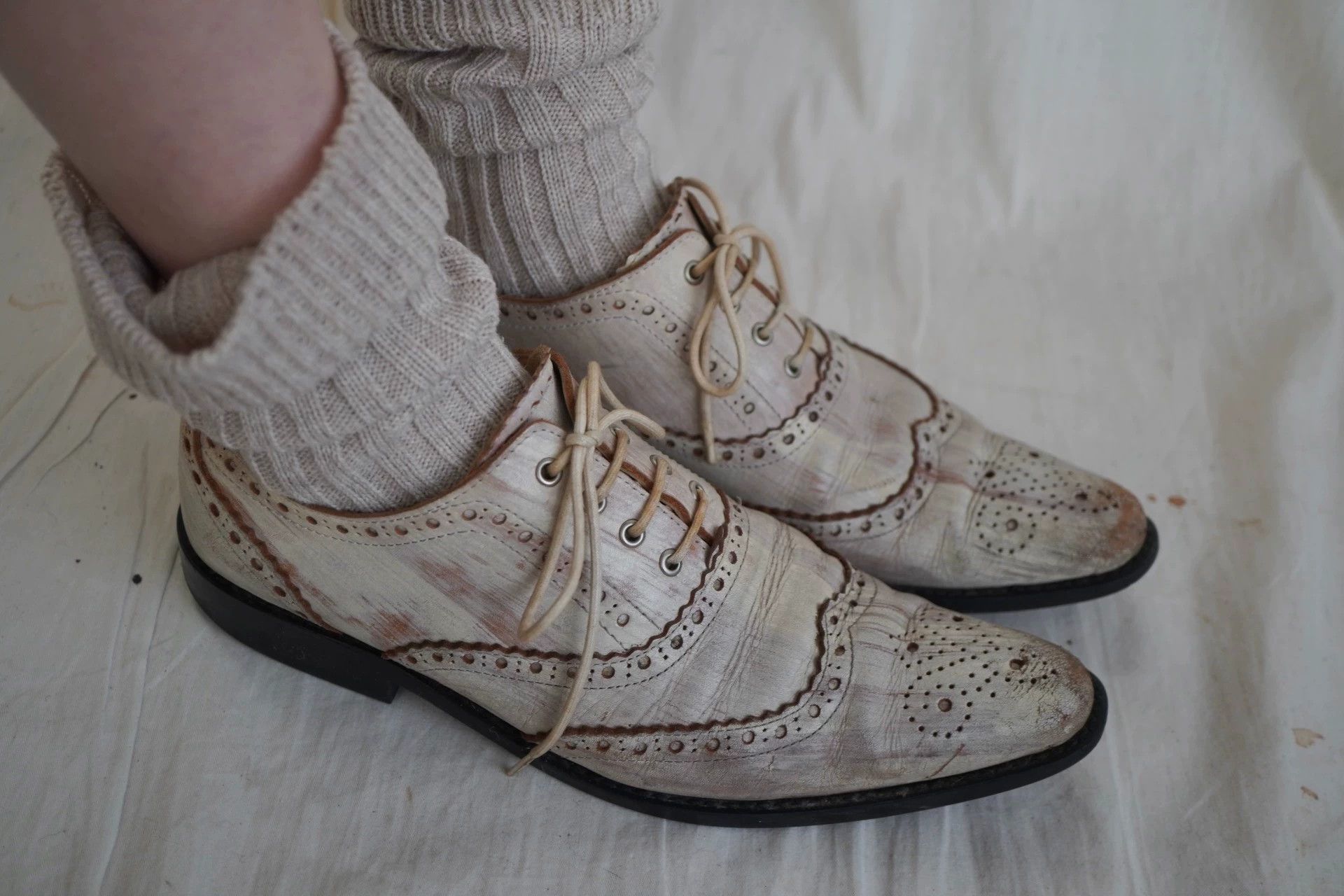 Comme des Garcons Rare CDG 2000s Painted Baroque Leather Shoes Pink/White 37 Size US 6.5 / IT 36.5 - 2 Thumbnail
