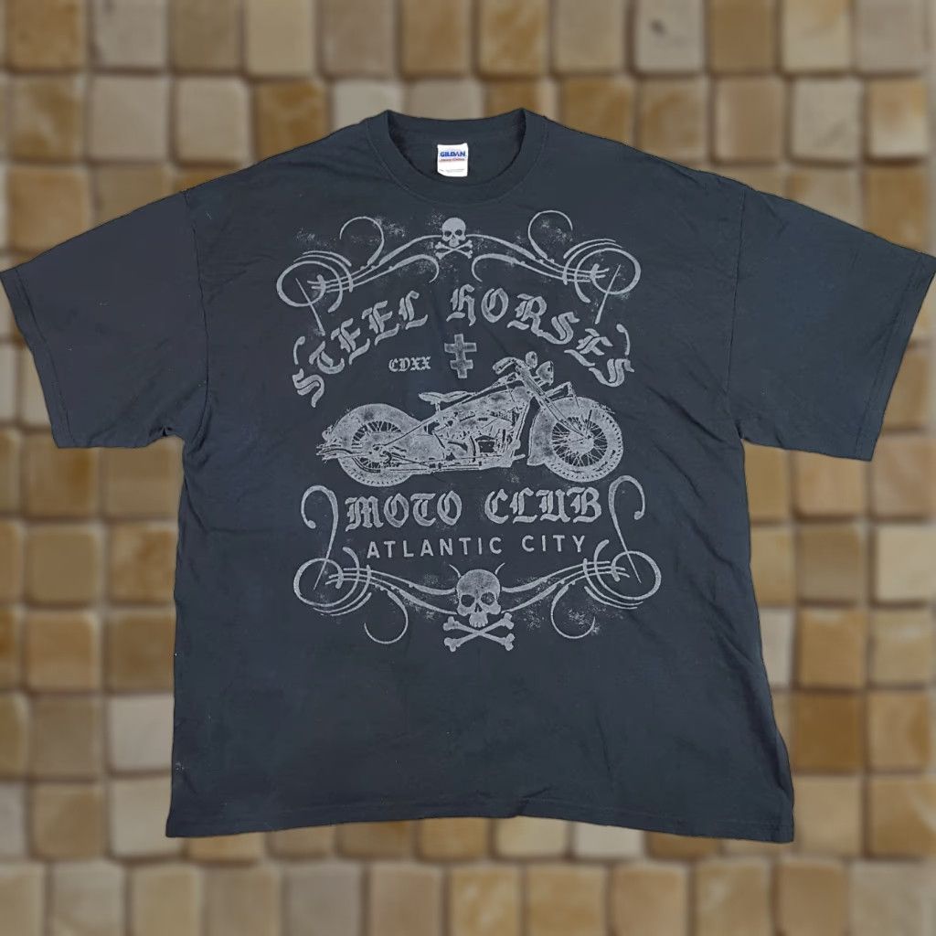 Gildan VINTAGE Gildan 2000s Biker Skull Cross T-Shirt Sz 2XL Black Y2K Motorcycle Mens Size US XXL / EU 58 / 5 - 1 Thumbnail