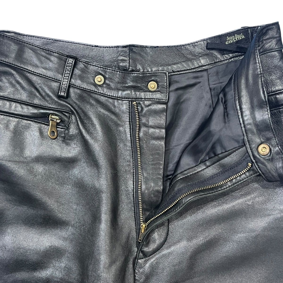Jean Paul Gaultier Jean Paul GAULTIER Vintage Sheepskin Zip Leather Pants Size US 26 / EU 42 - 3 Thumbnail
