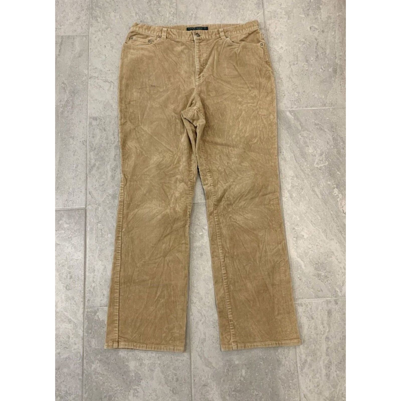 Ralph Lauren Lauren Ralph Lauren Jeans Co. Women’s 14 Tan Classic Straight Leg Corduroy Pants 34x30 Size 36" / US 14 / IT 50 - 2 Thumbnail