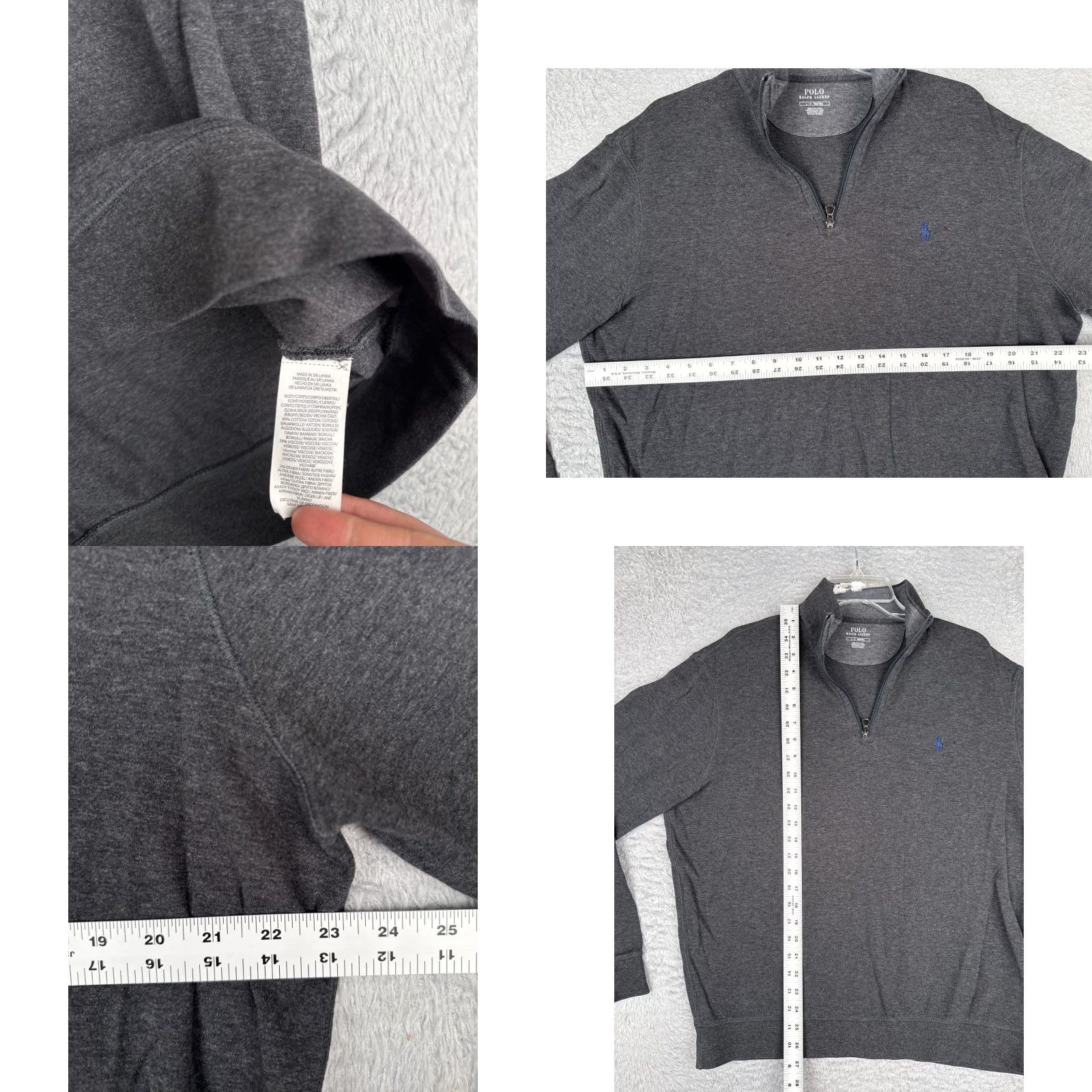 Ralph Lauren Polo Ralph Lauren Sweater Adult Large Gray 1/4 Zip Mock Neck Cotton Blend Pullover Size US L / EU 52-54 / 3 - 8 Thumbnail
