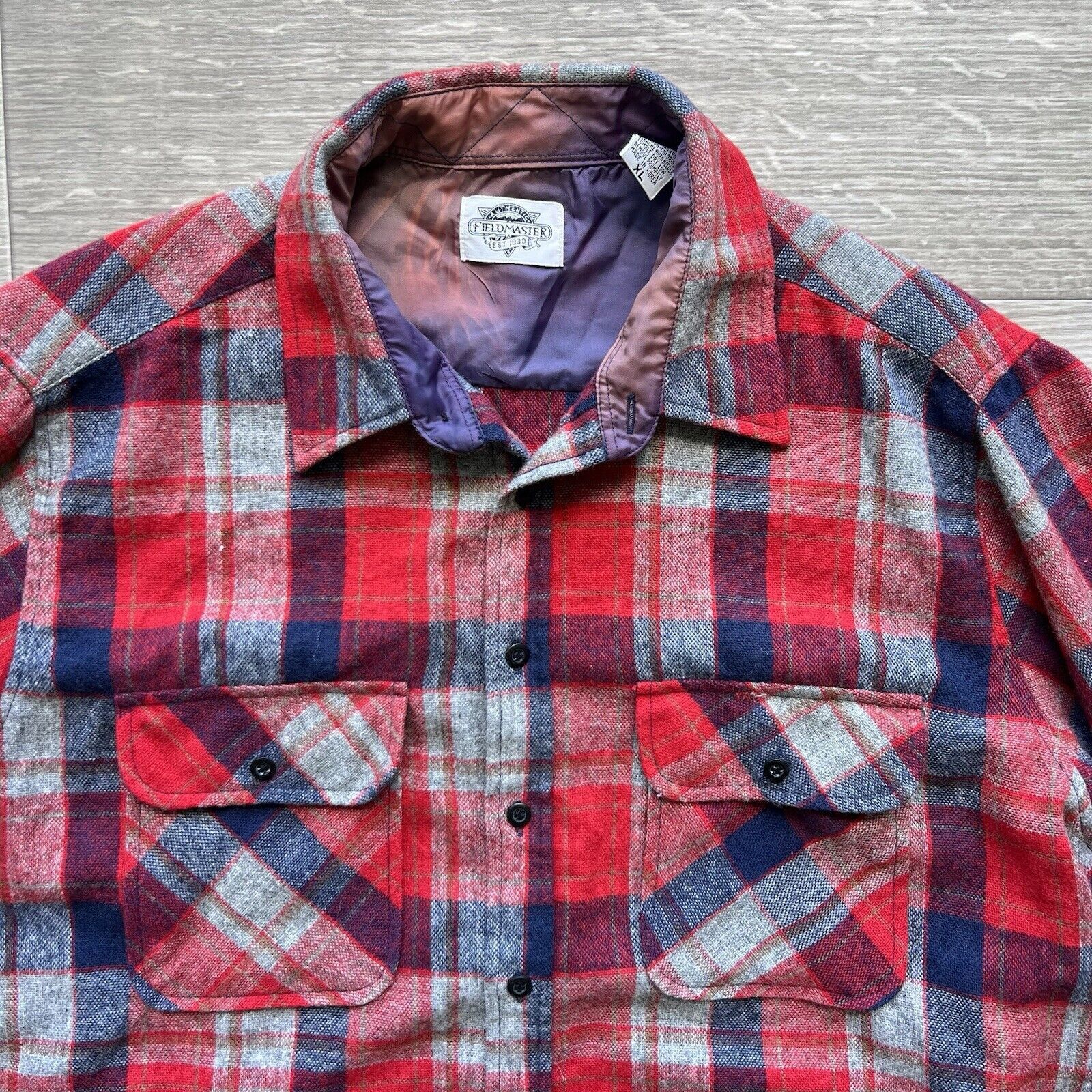 Other Vintage Wool Flannel Shirt Mens XL Red Plaid Long Sleeve Size US XL / EU 56 / 4 - 2 Thumbnail
