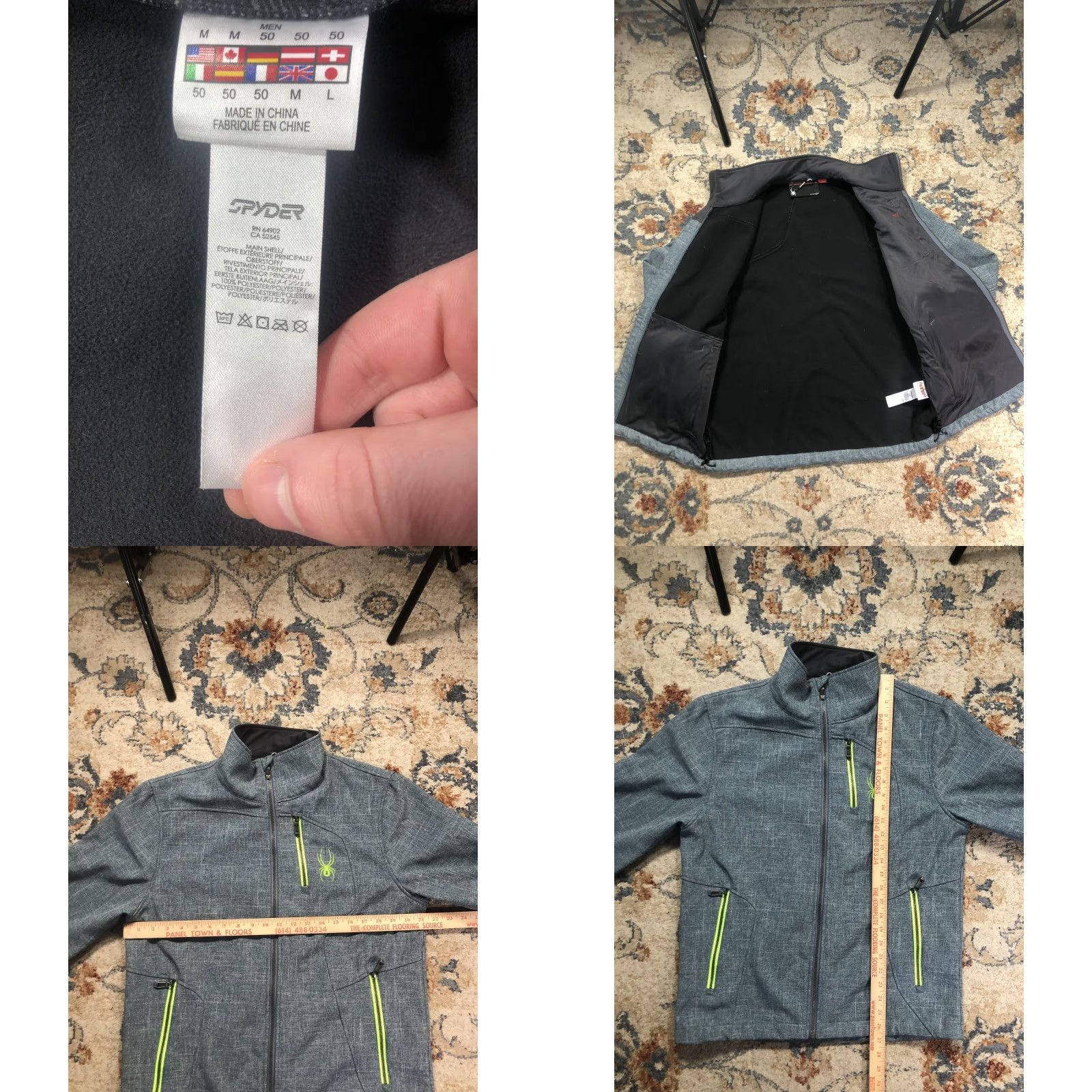 Spyder Spyder Jacket Mens M Grey Softshell Full Zip Lined Ski Hiking Neon Trim Pocketed Size US M / EU 48-50 / 2 - 8 Thumbnail